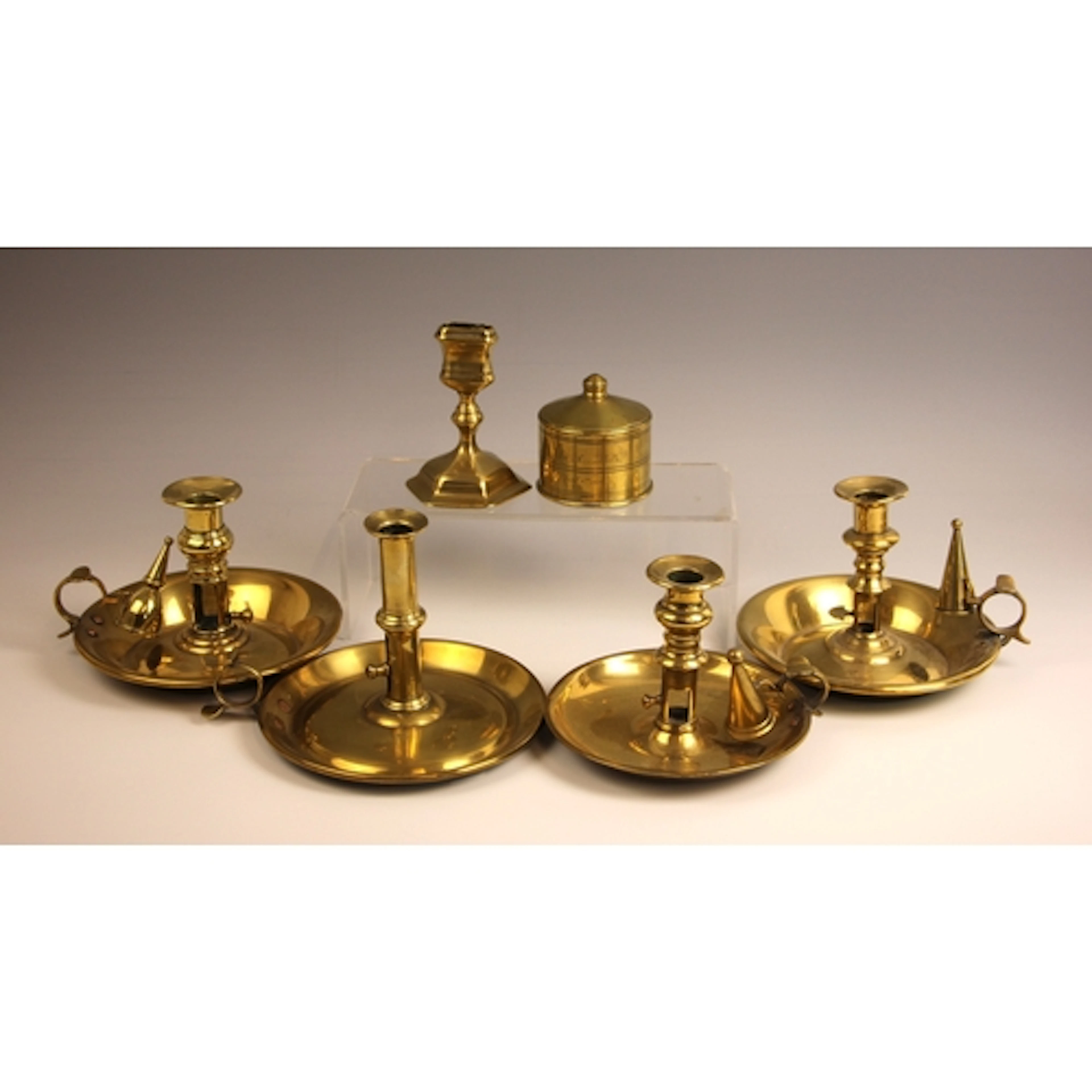 A brass trench art tobacco jar and cover, early 19th century...
