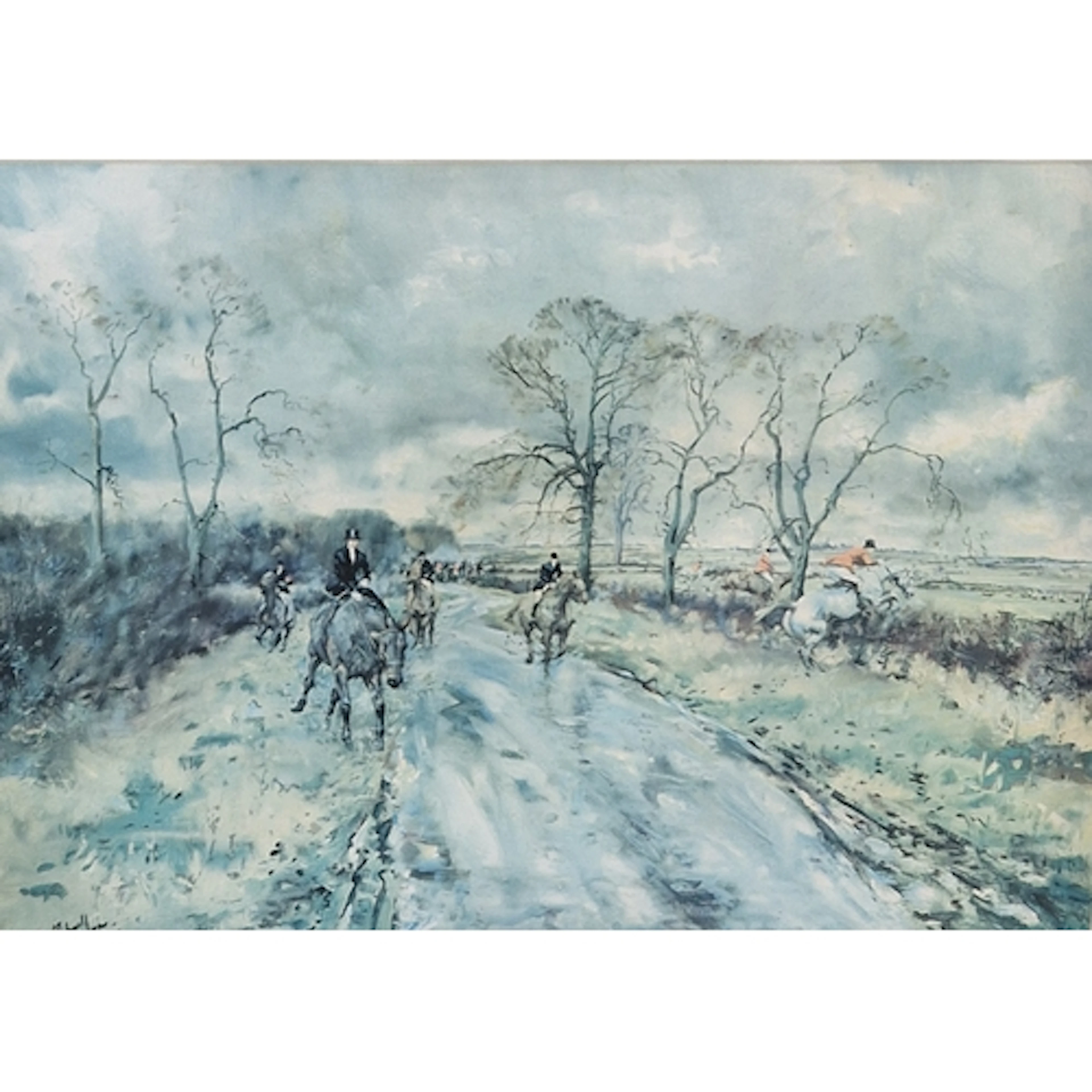 MICHAEL LYNE. A Hunt on a country Road, reproduction in colo...