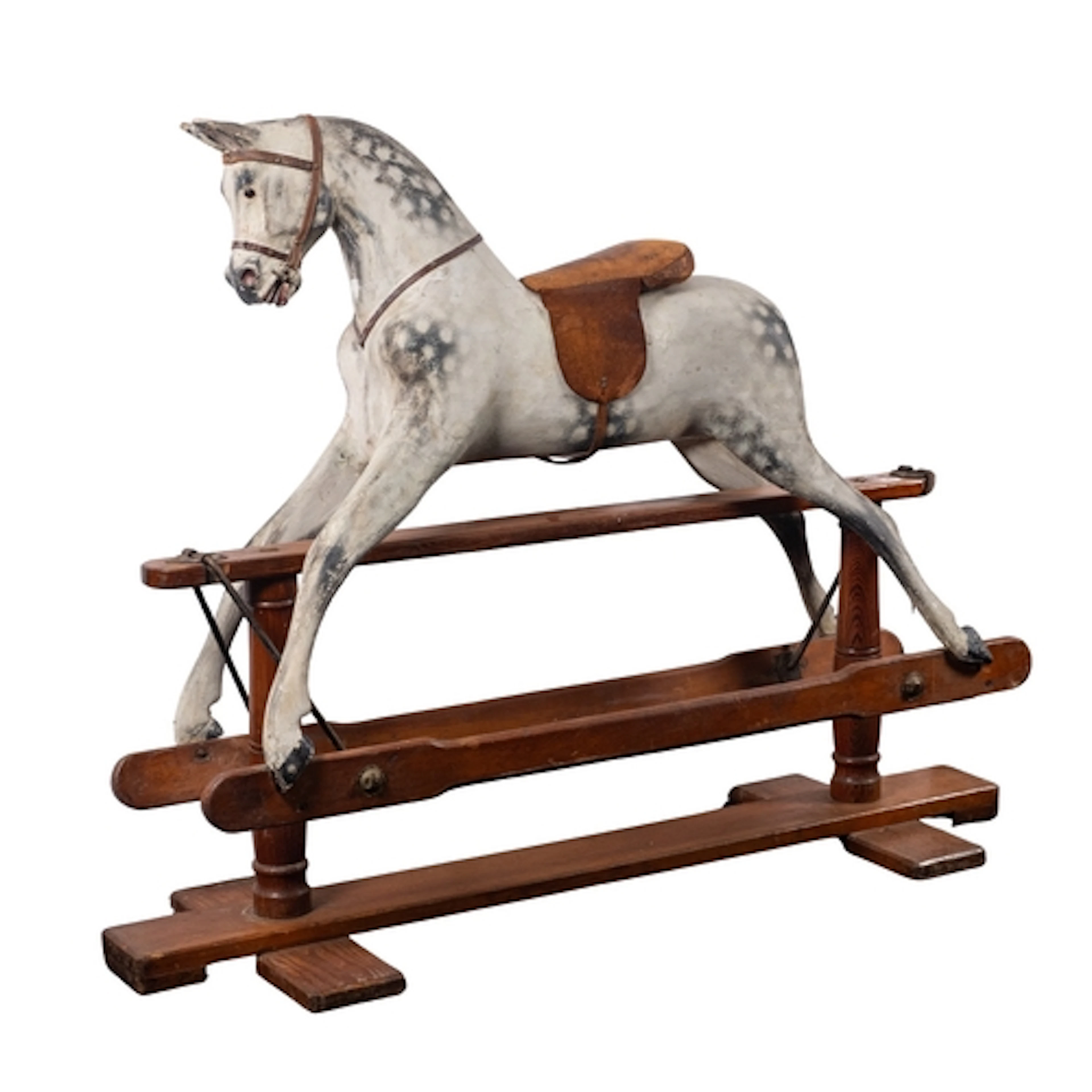 A large Victorian painted wood rocking horse, last quarter 1...