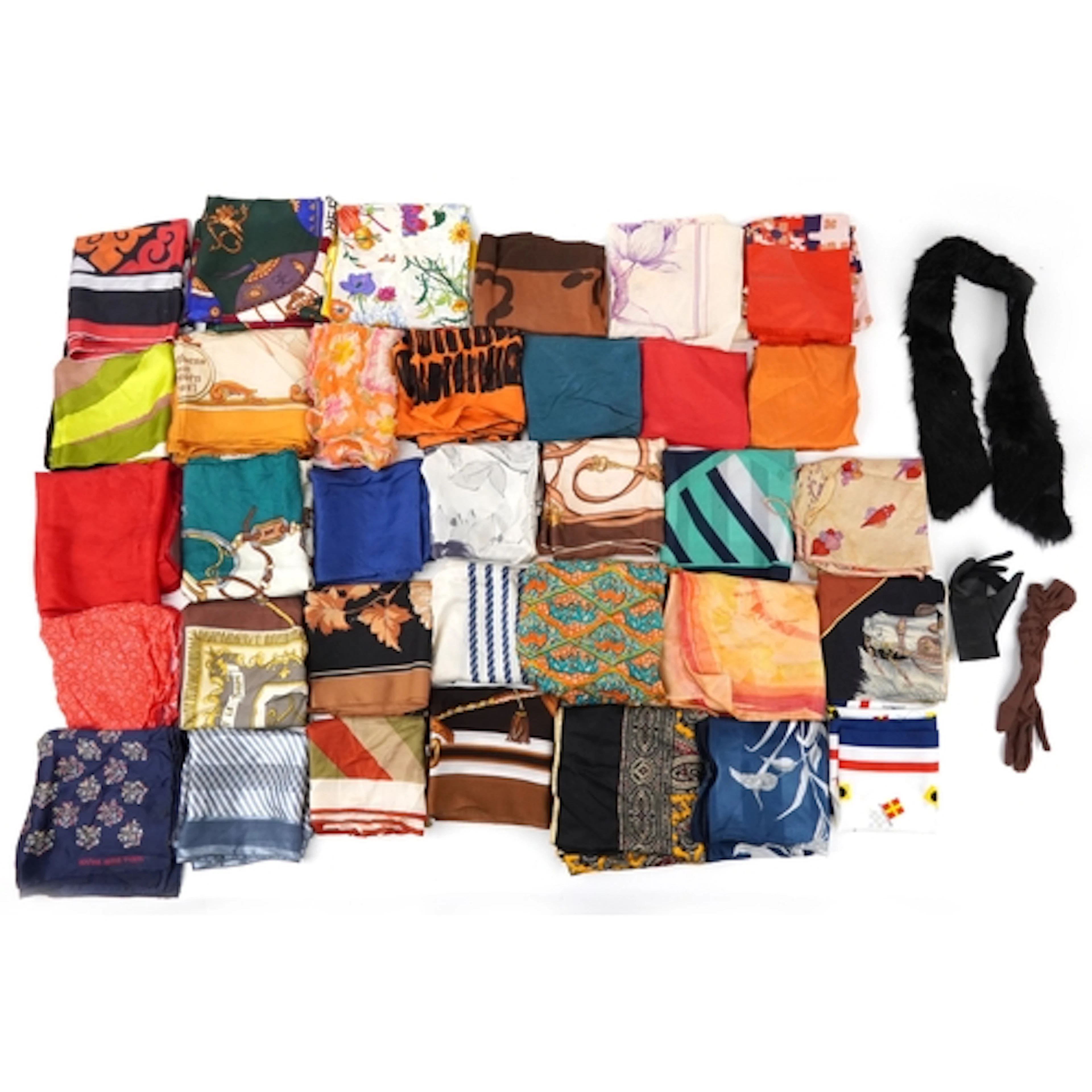 Collection of scarves, mostly silk, including Lanvin, Creati...