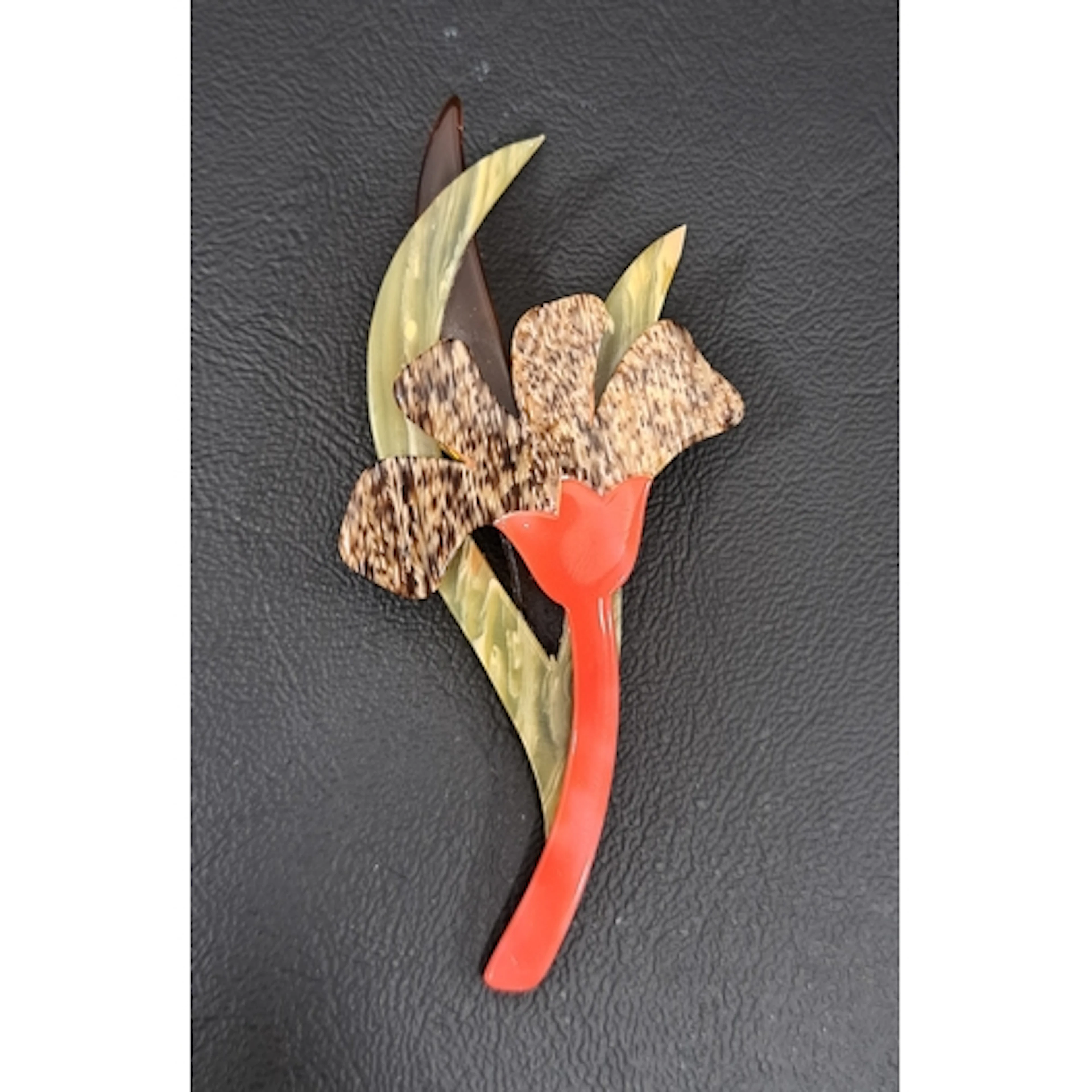 LEA STEIN 'EDELWEISS' FLOWER BROOCH in muted autumnal colour...