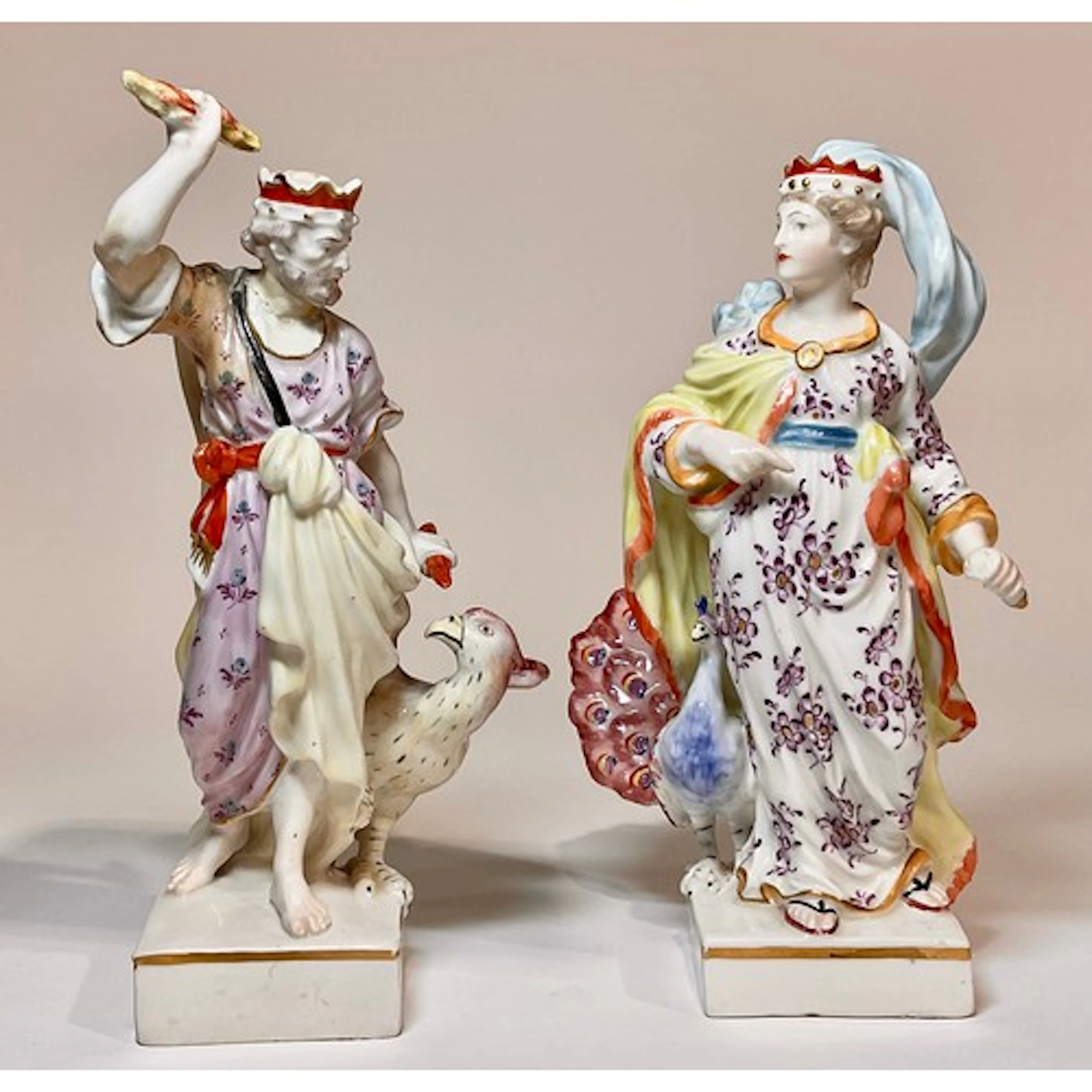 A pair of Derby patch mark figures, Jupiter and Juno, Jupite...