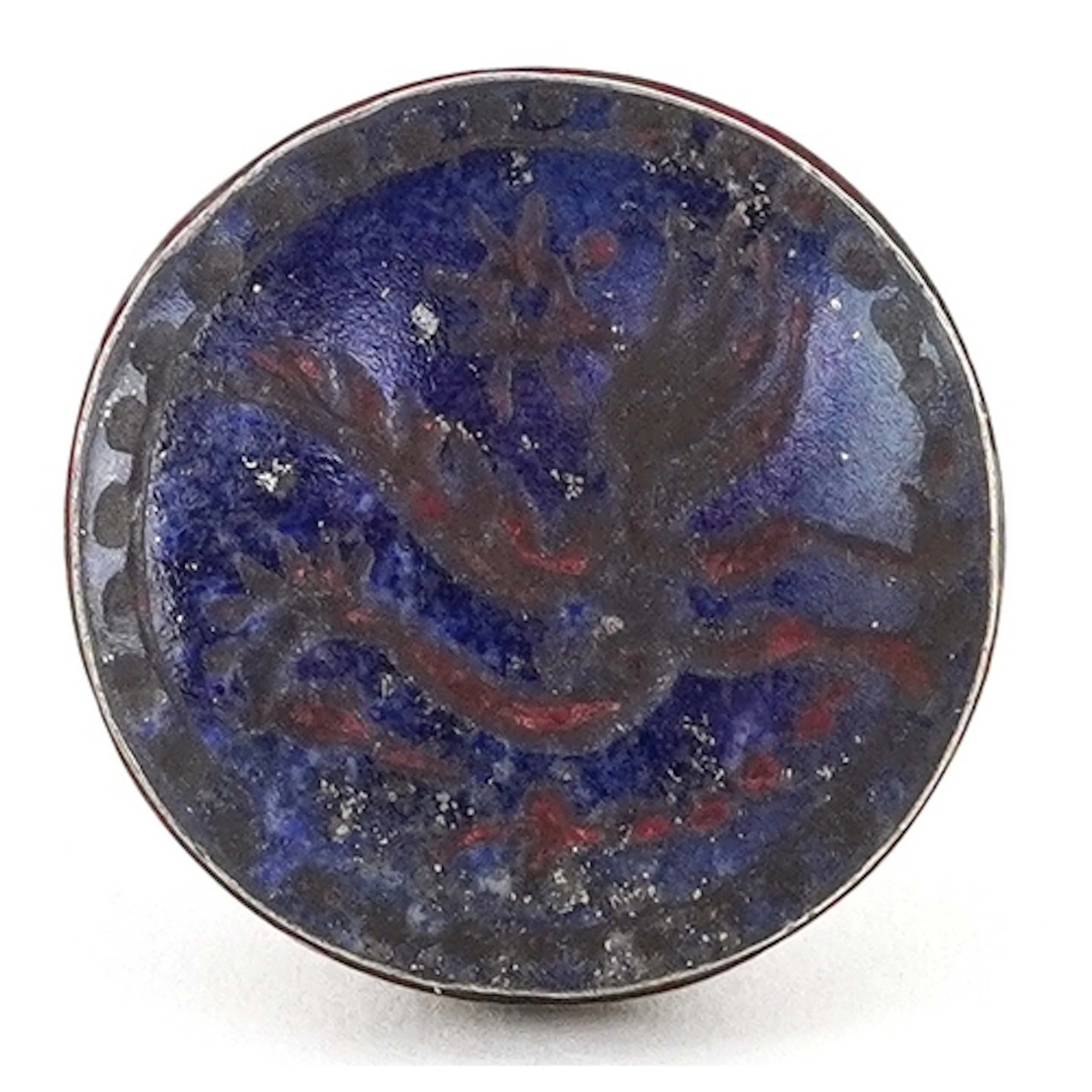 Persian silver metal lapis lazuli intaglio seal ring engrave...