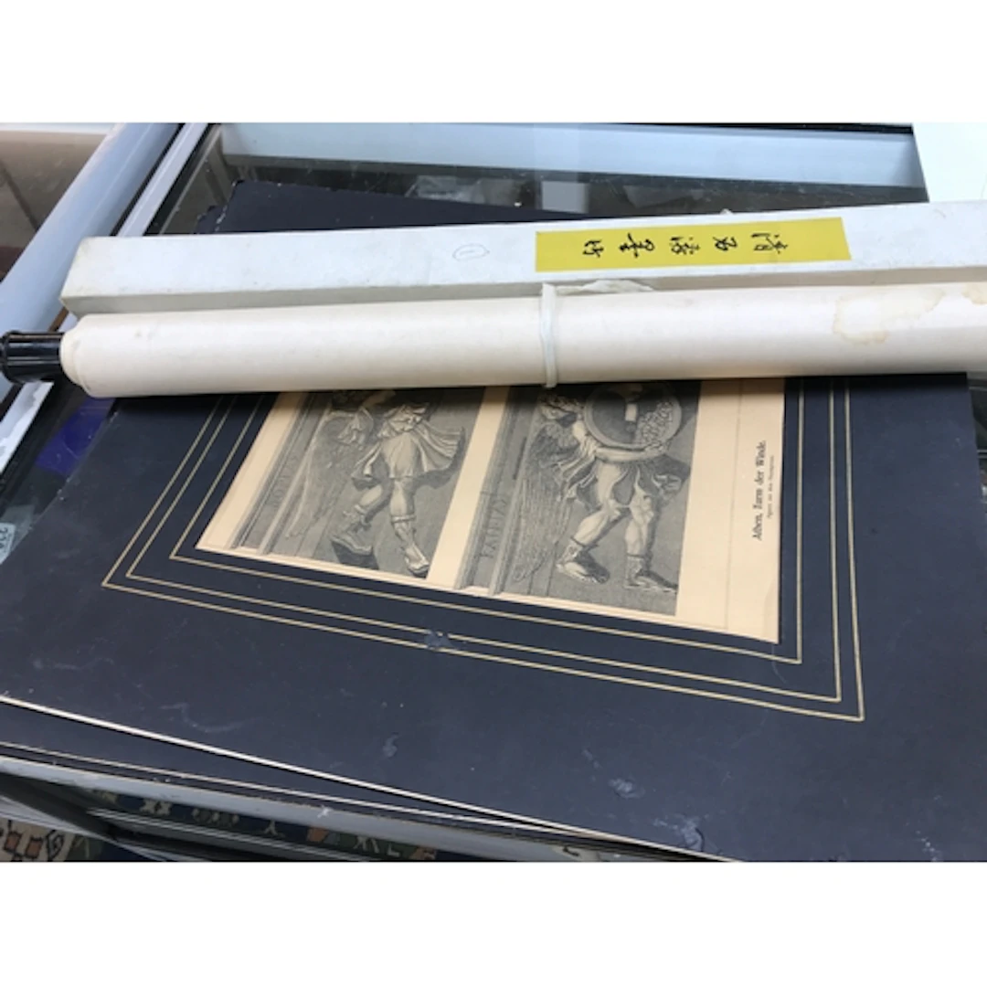 Two Chinese copy art scrolls and Greek prints NO RESERVE