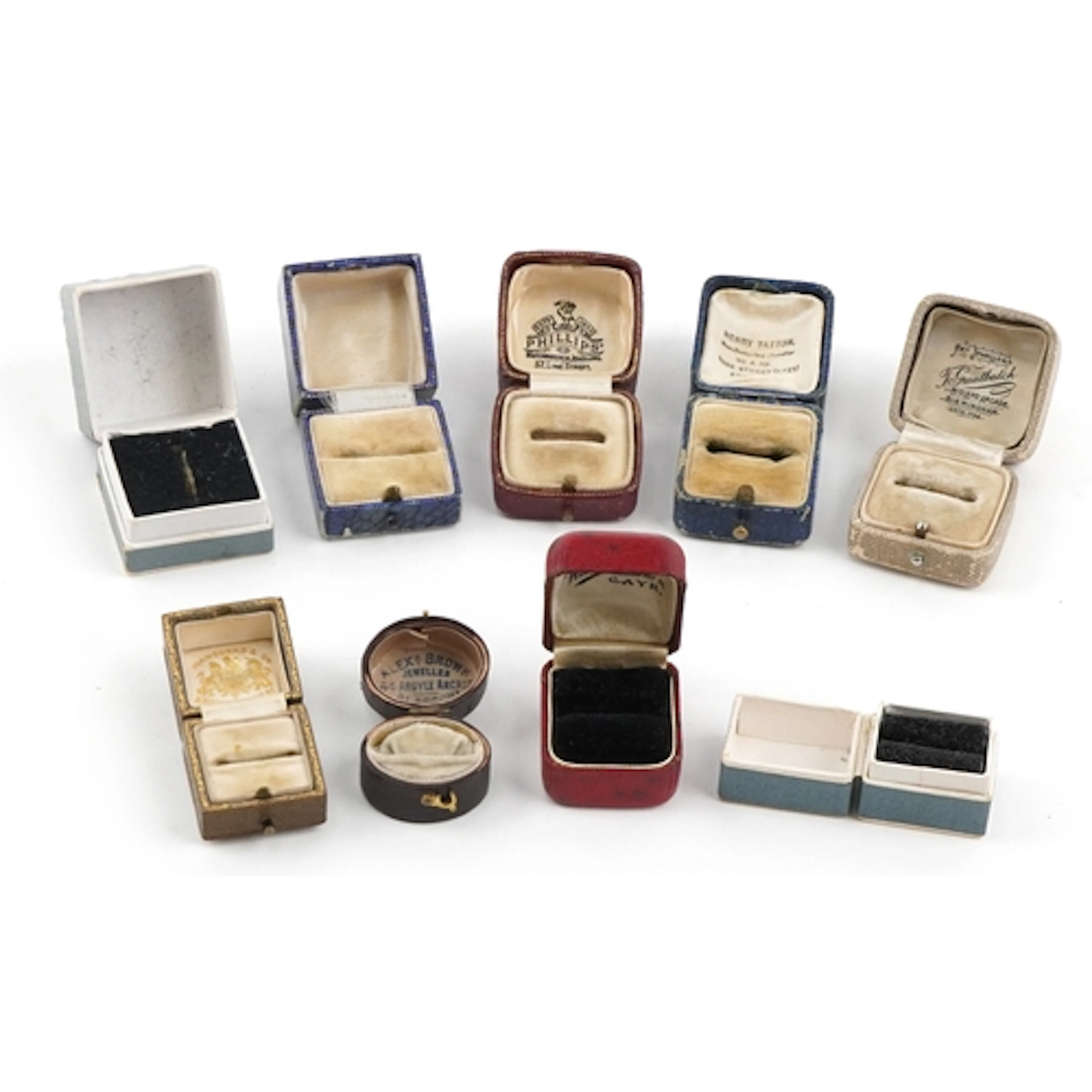 Antique jeweller's jewellery ring boxes including Hancock's ...