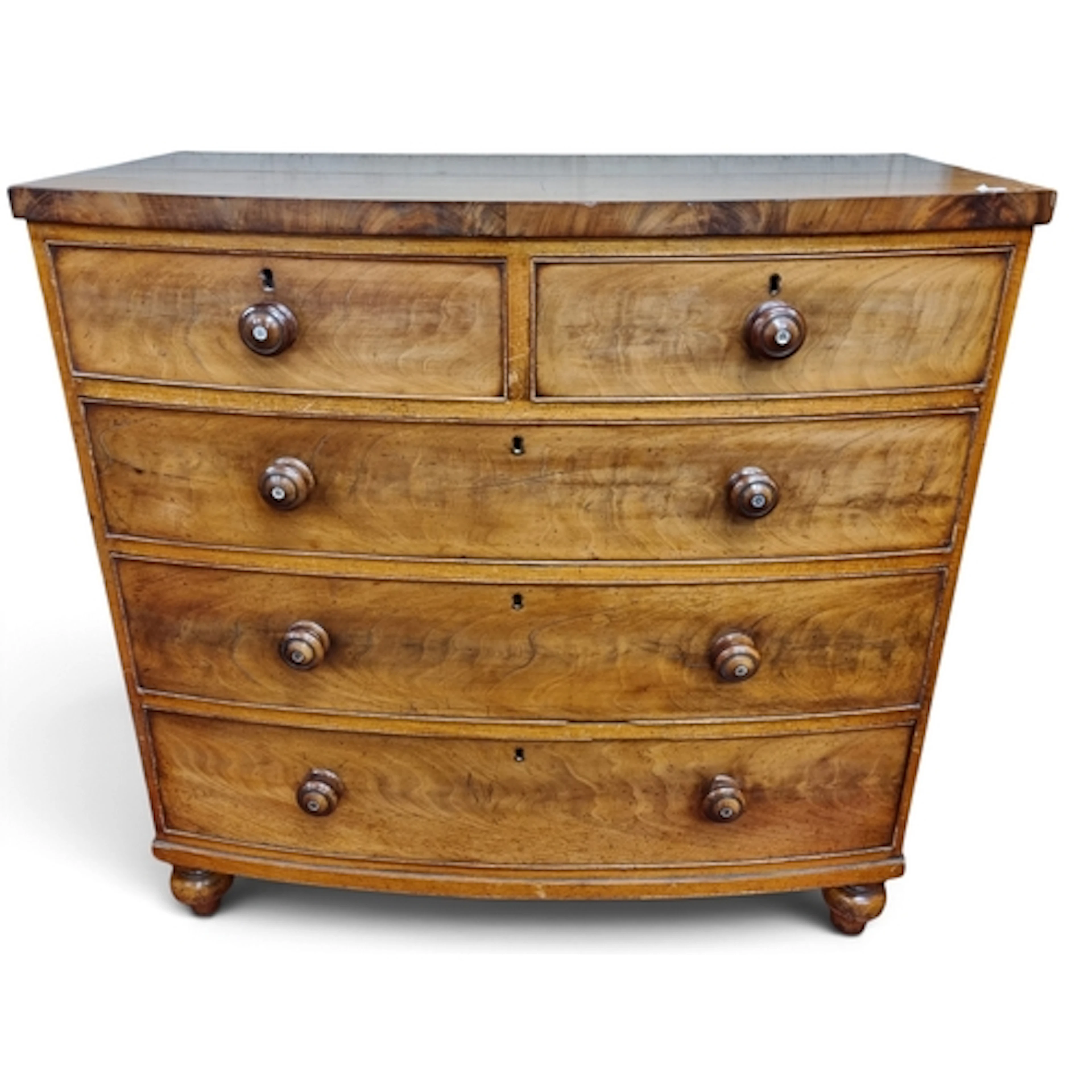 A 19th Century Mahogany bow fronted Chest of Drawers with or...