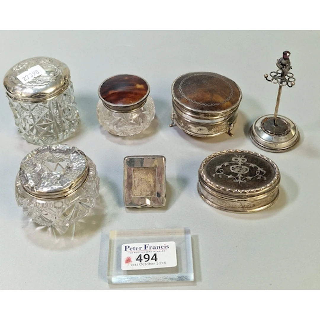 Collection of silver and glass dressing table items to inclu...