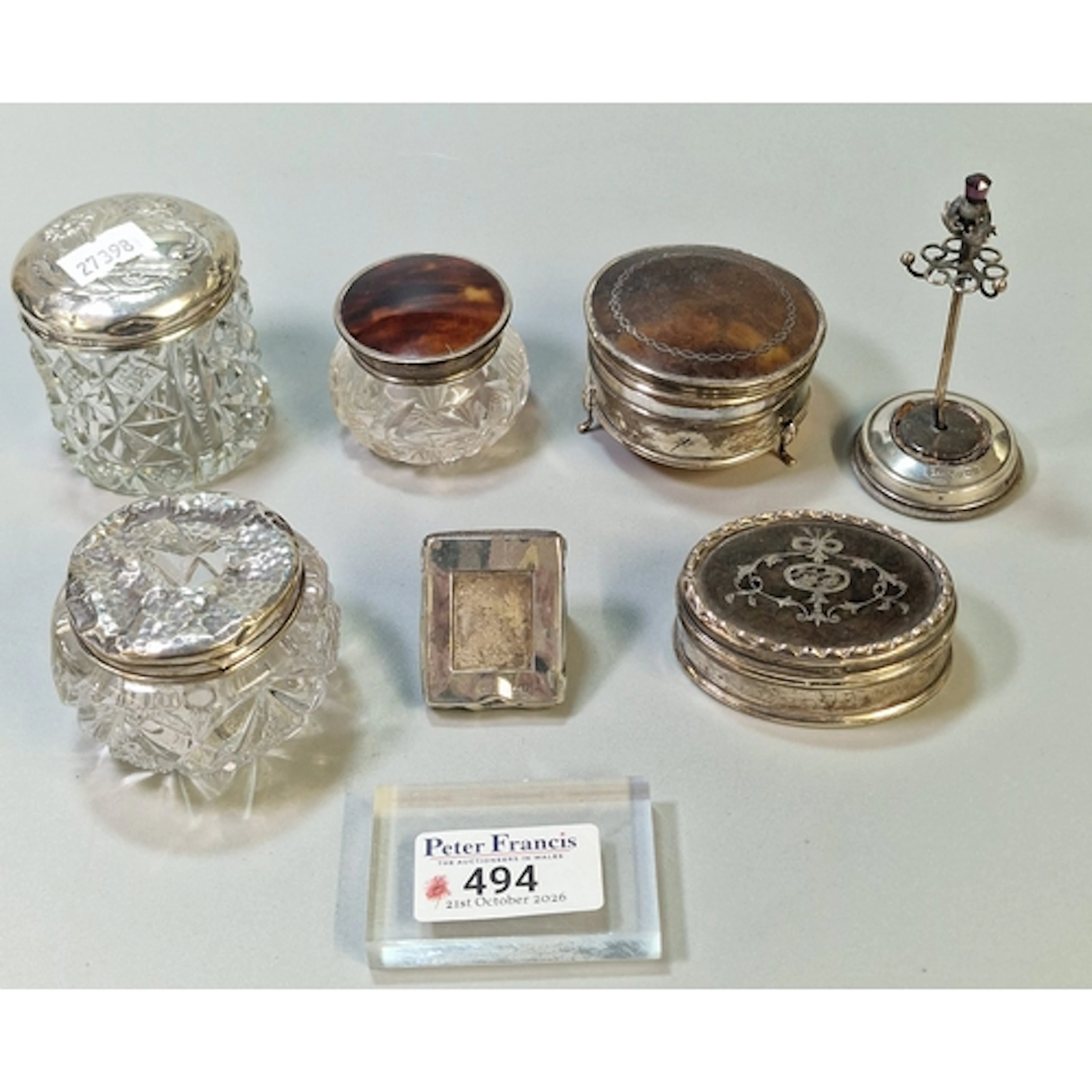 Collection of silver and glass dressing table items to inclu...
