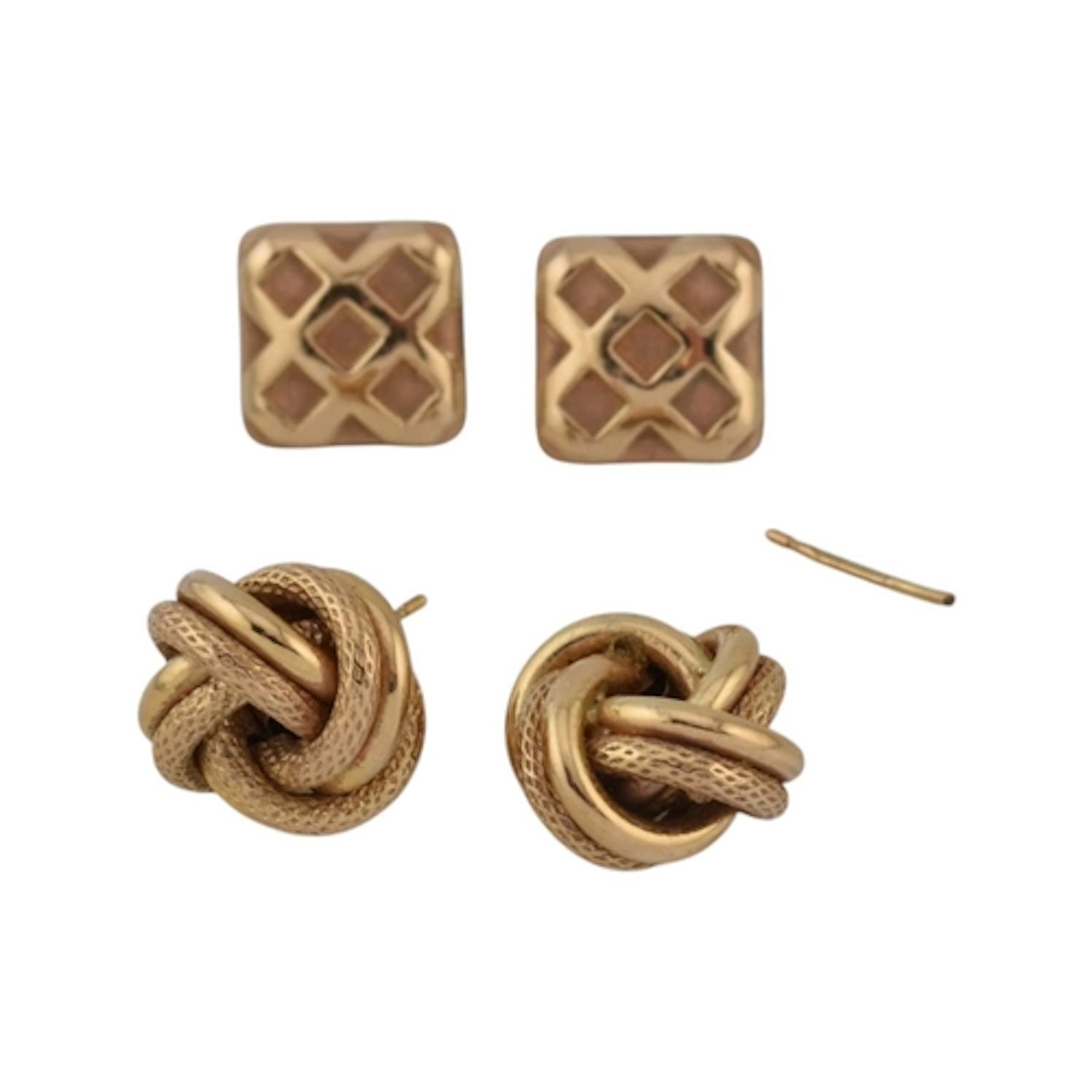 Two pairs of 9ct gold earrings. The earrings include a pair ...