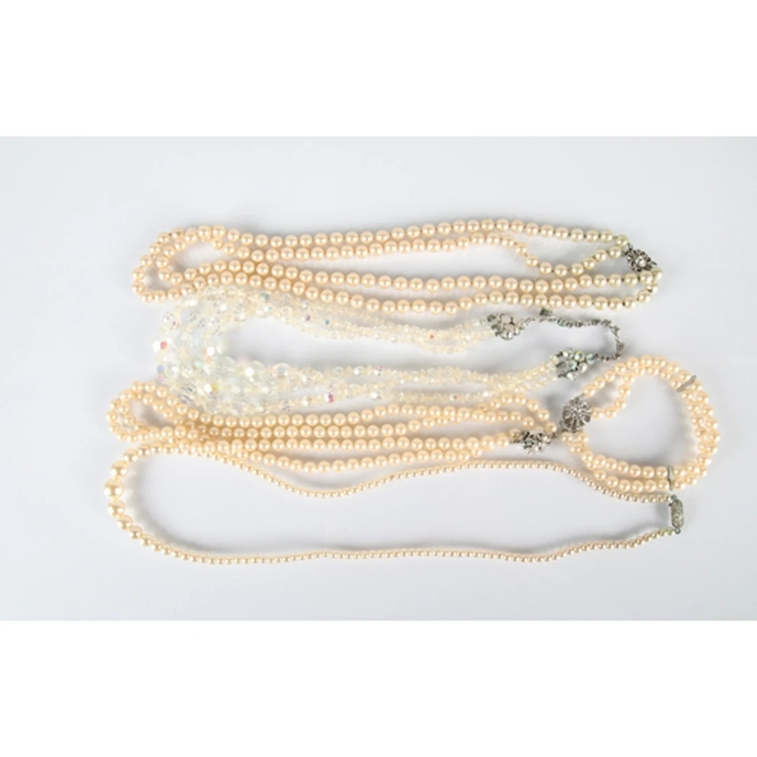 Assorted pearl, crystal necklace etc.