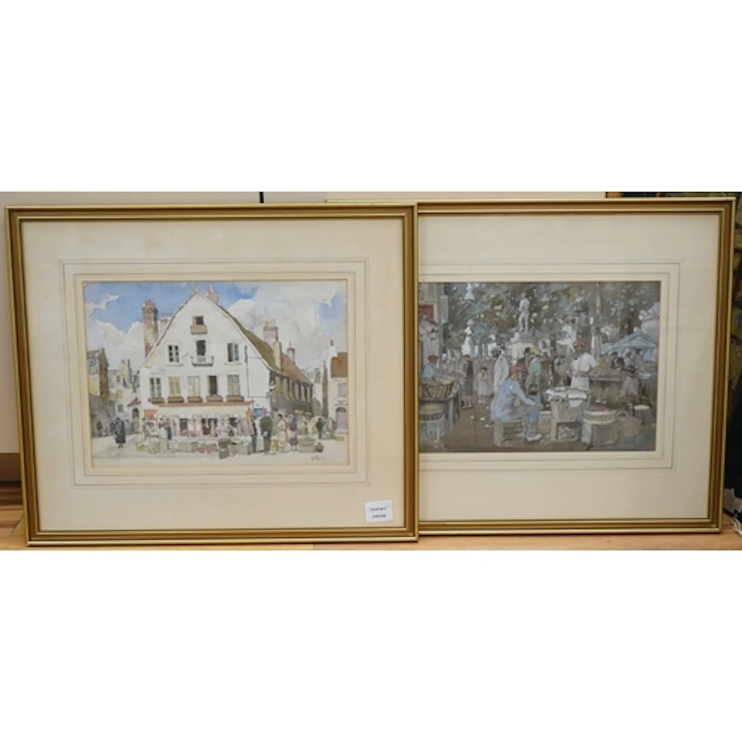 David Thomas Rose (Scottish 1876-1964), French market scenes...