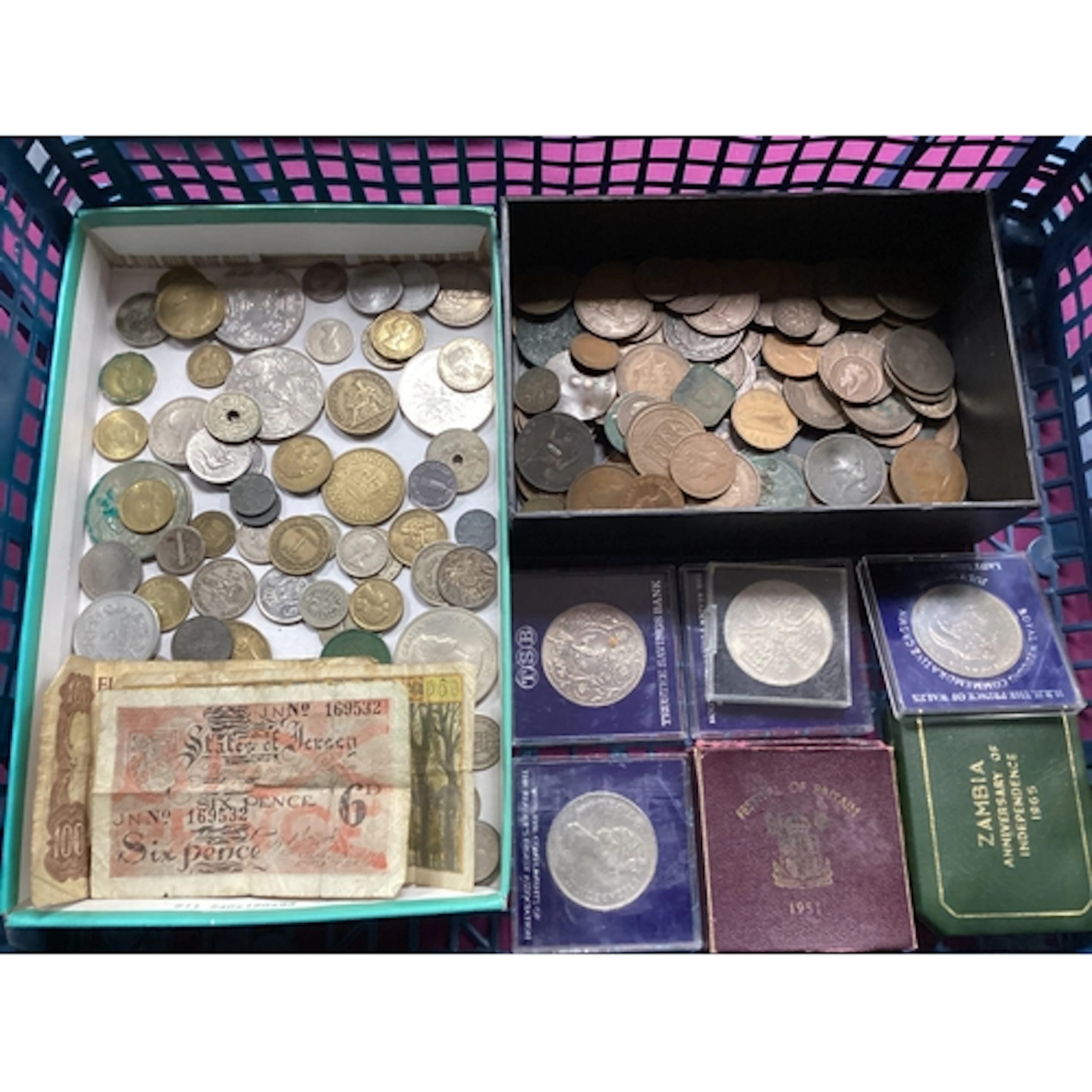 Large Collection Of World Coins And Banknotes, includes GB P...