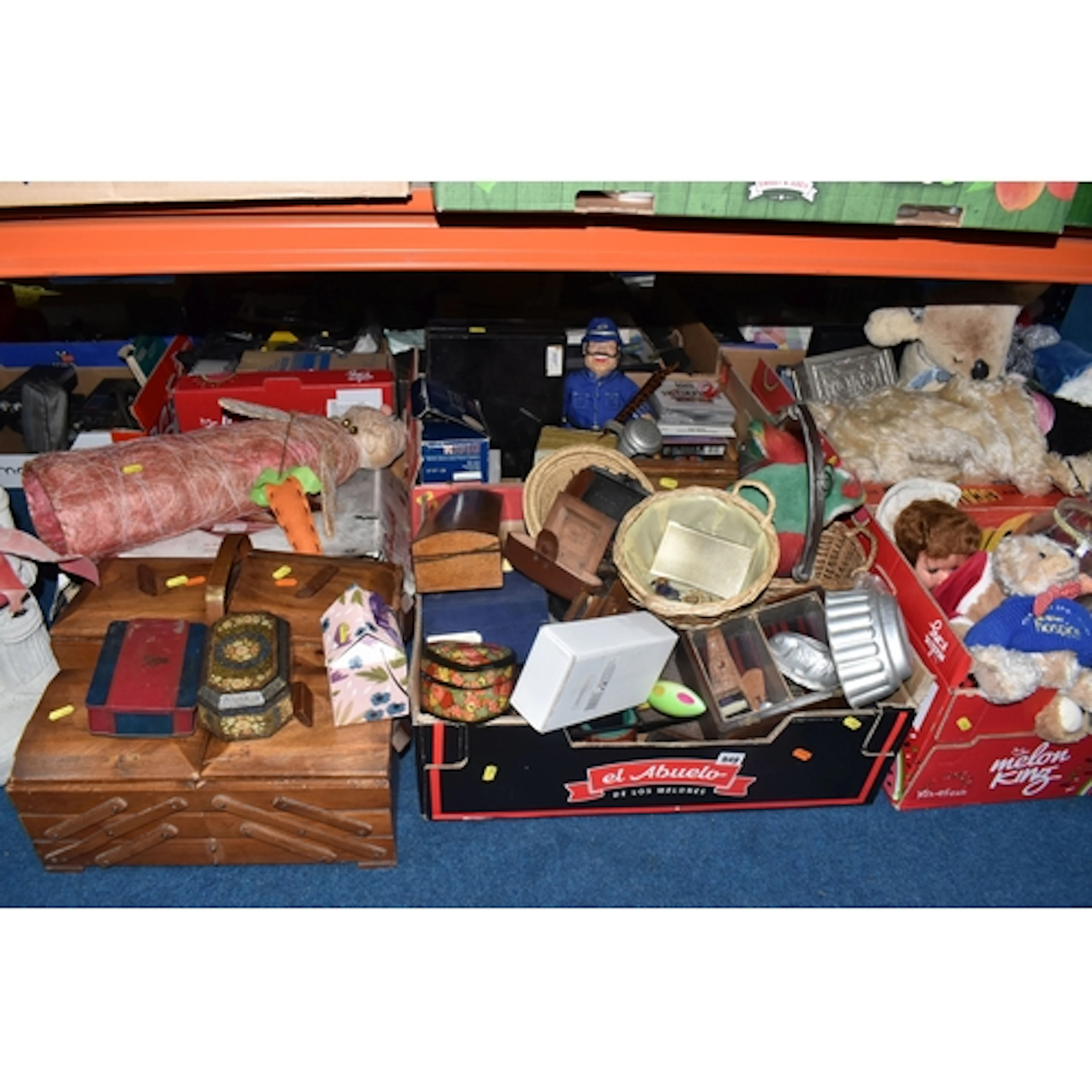 FOUR BOXES AND LOOSE MISCELLANEOUS ITEMS, to include two woo...