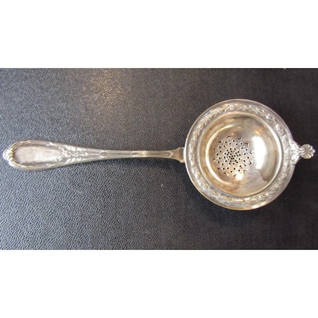 Antique French White Metal Straining Spoon 8 Inches long App...