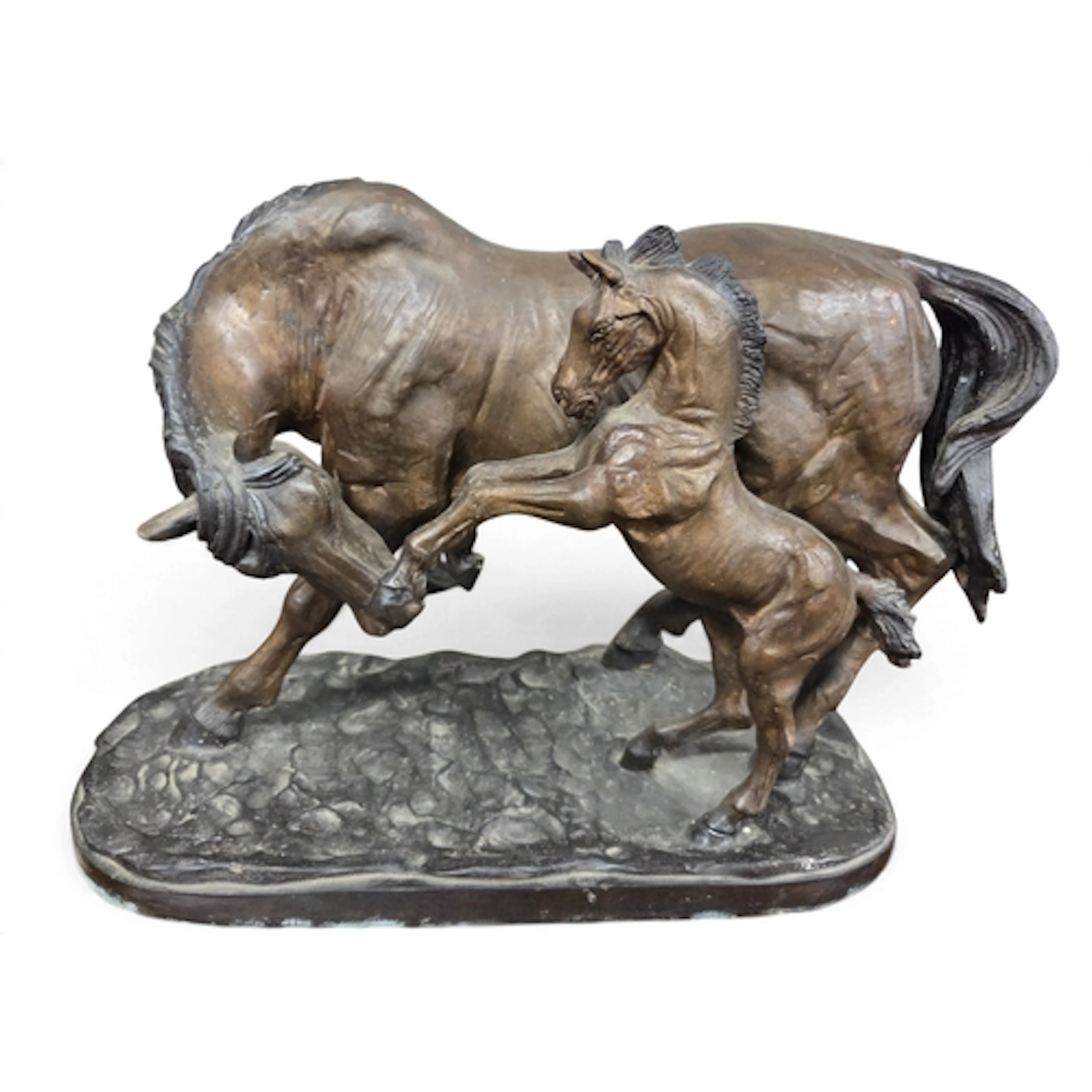 A very good bronze sculpture of a horse and foal, cast in th...