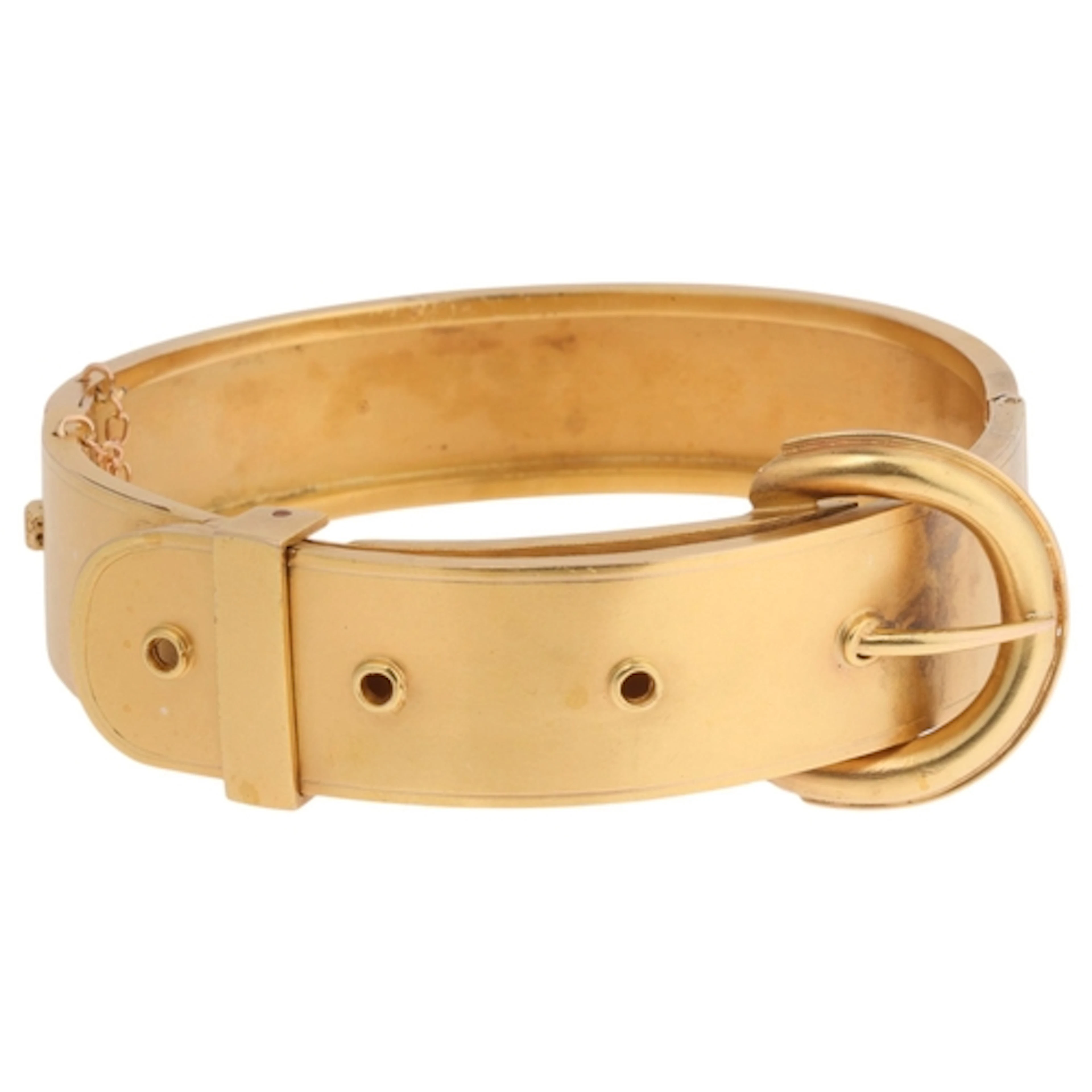 An Antique Victorian gold belt buckle hinged bangle, circa 1...