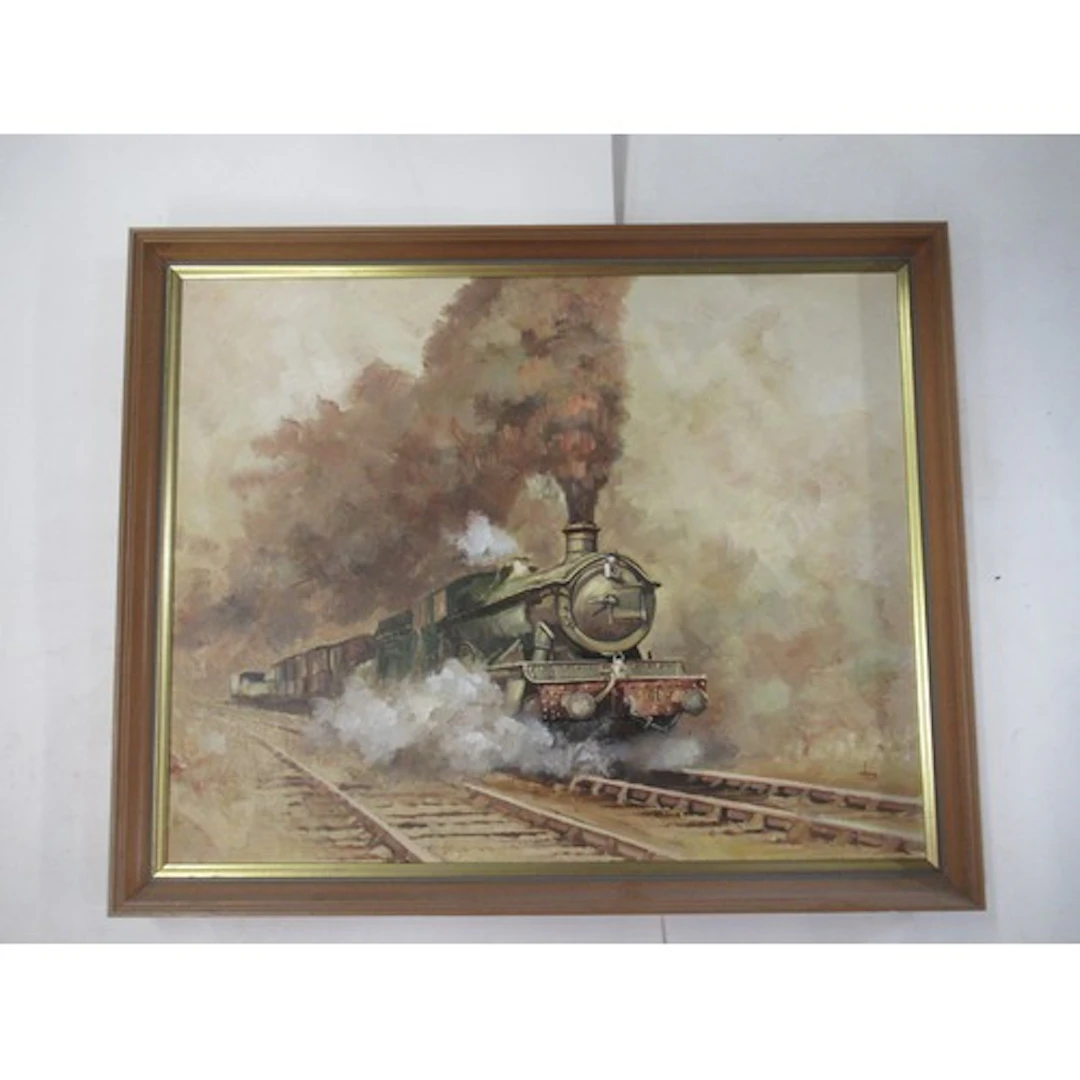 Alan King, oil on board, Slow Freight, study of a GWR train,...