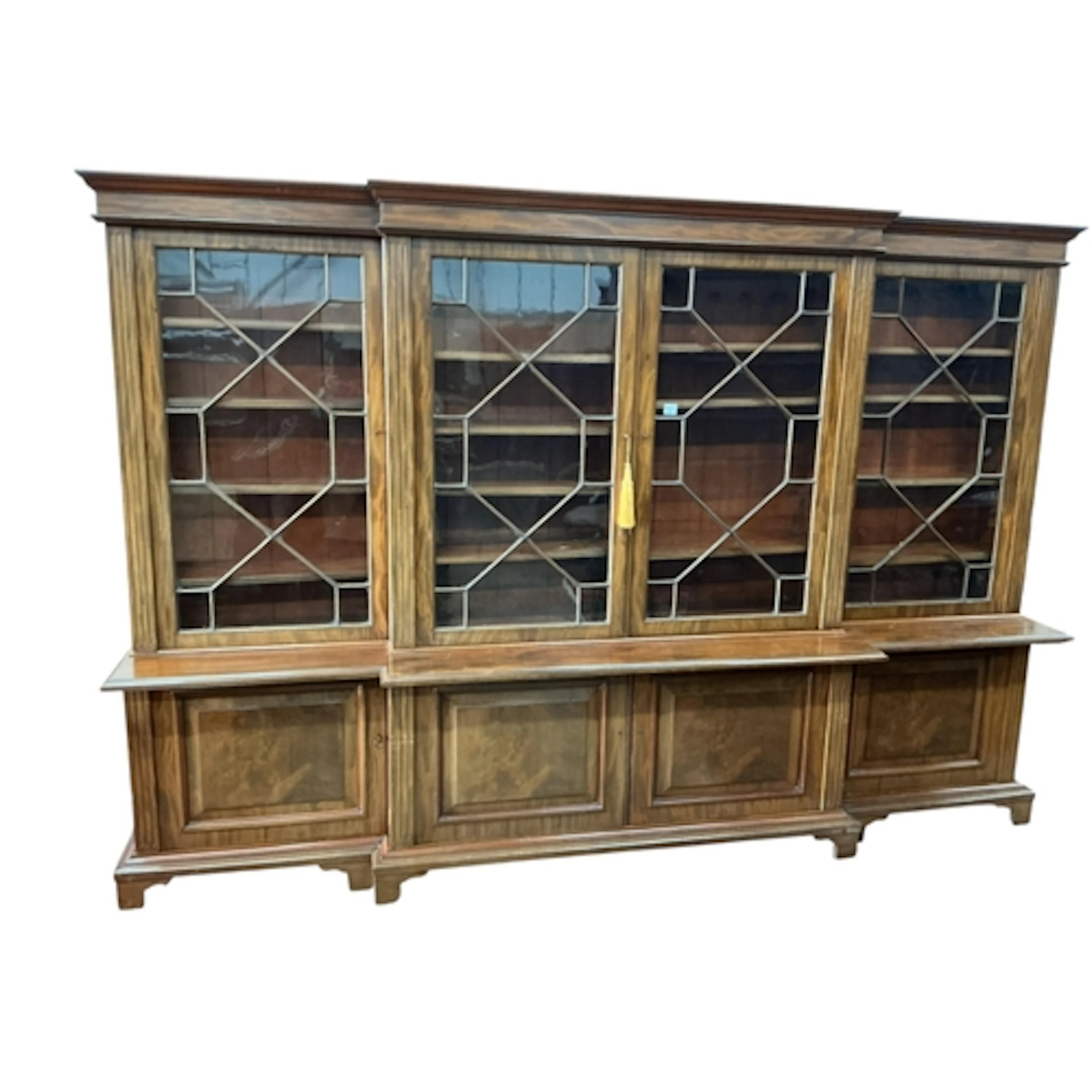 An Edwardian George III style mahogany mahogany breakfront l...