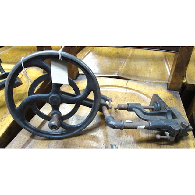 Two table mounted hand wind watch makers lathes
