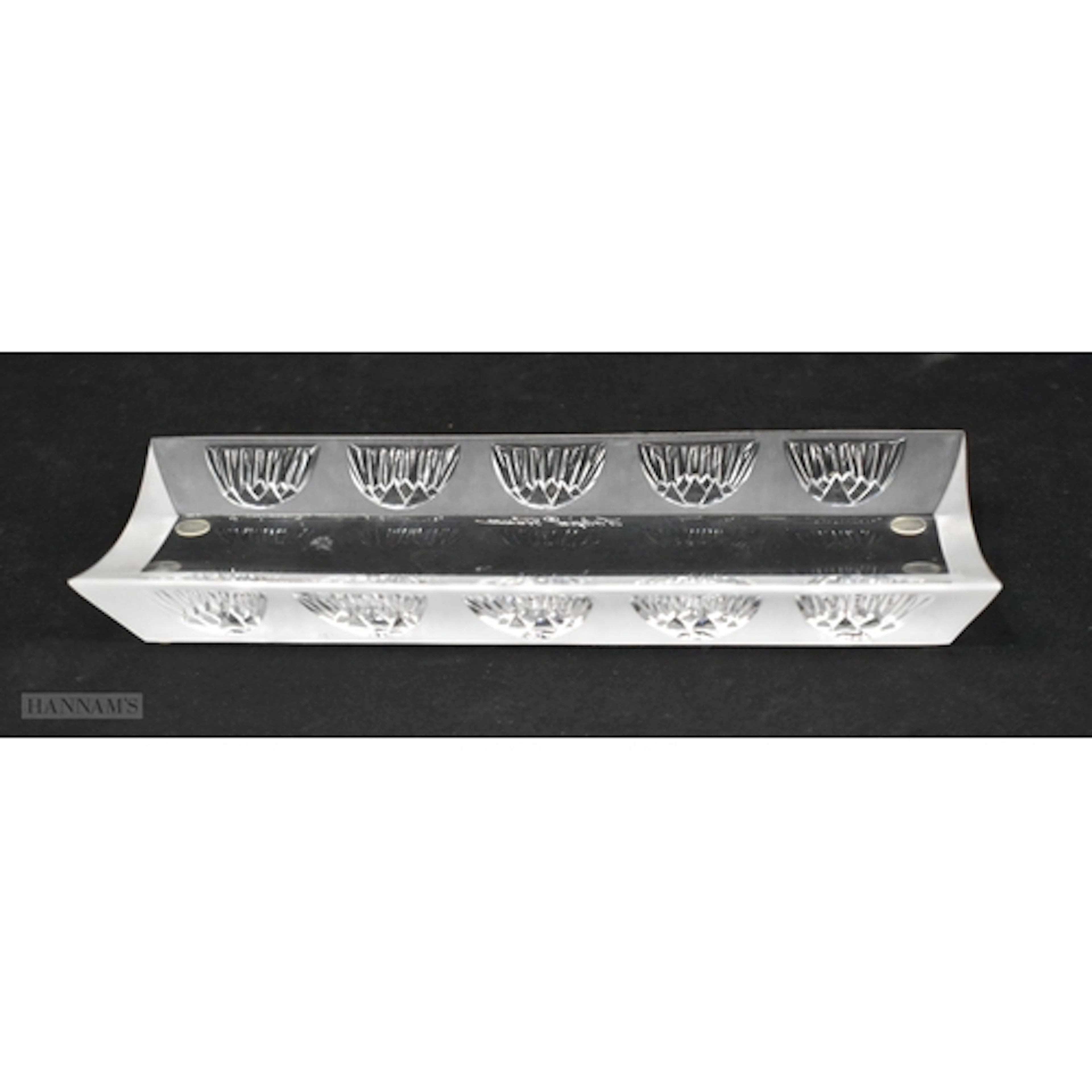 A Lalique style glass tray 3 x 20cm