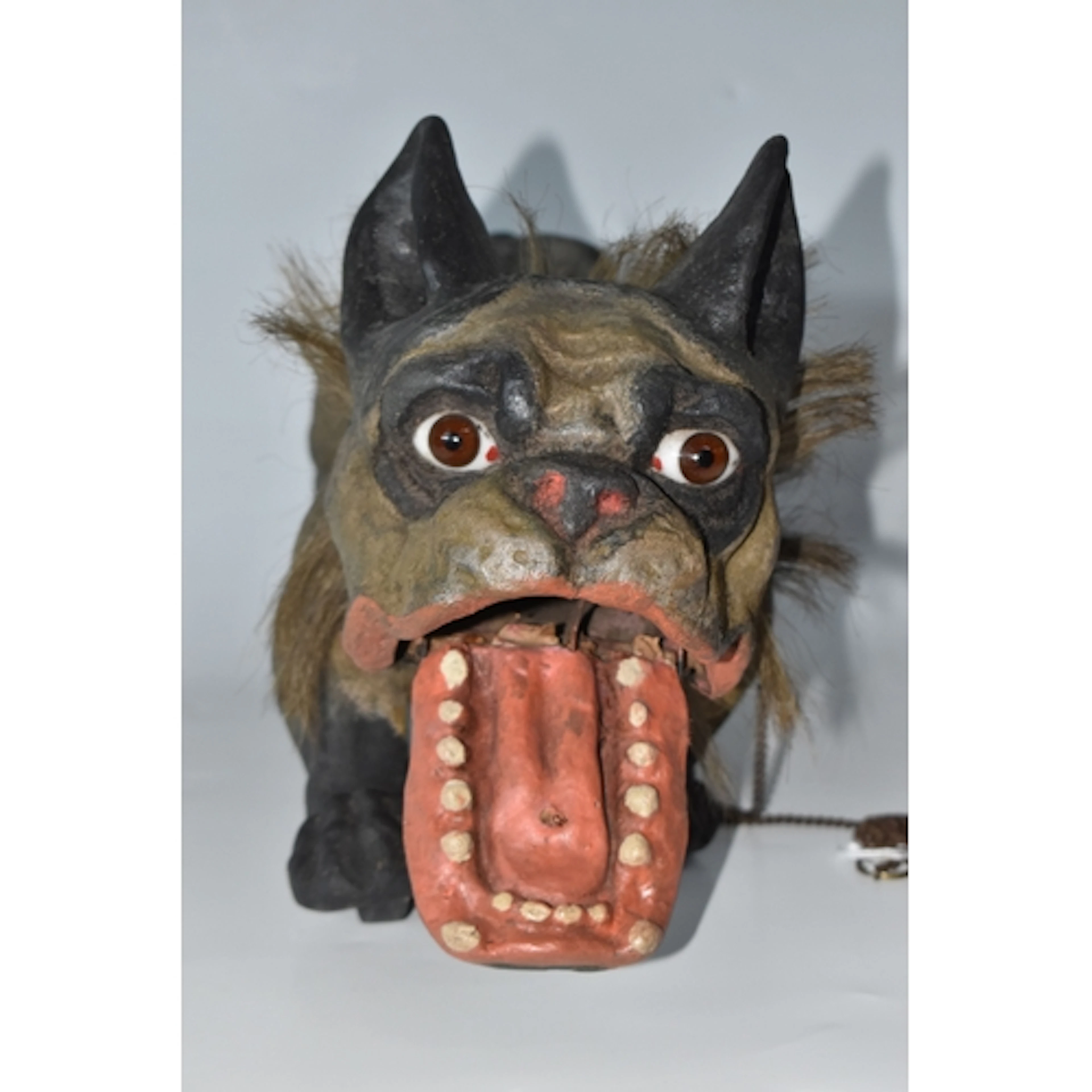 A FRENCH BULLDOG 'GROWLER' TOY, circa 1890-1900, of flocked ...