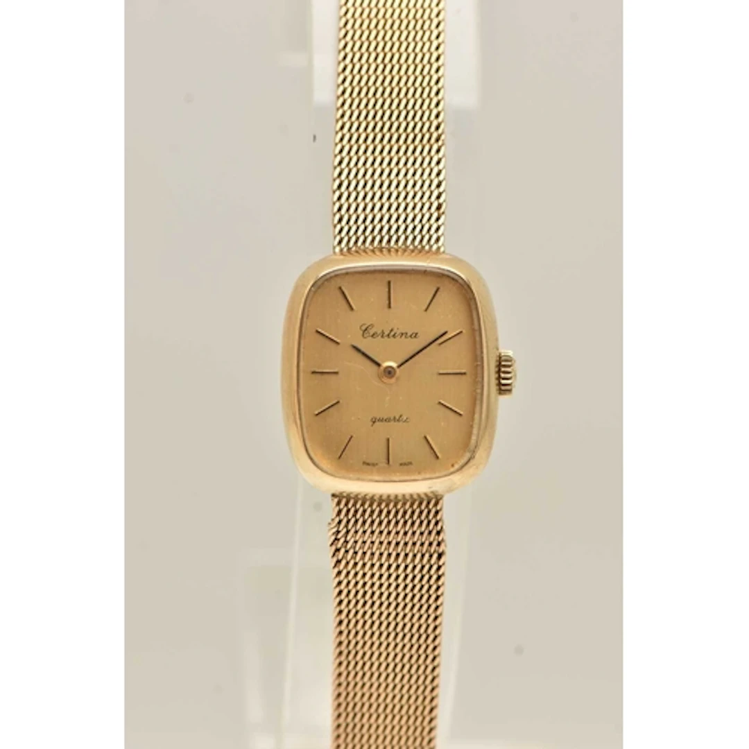 A LADIES 9CT GOLD 'CERTINA' WRISTWATCH, quartz movement, rou...