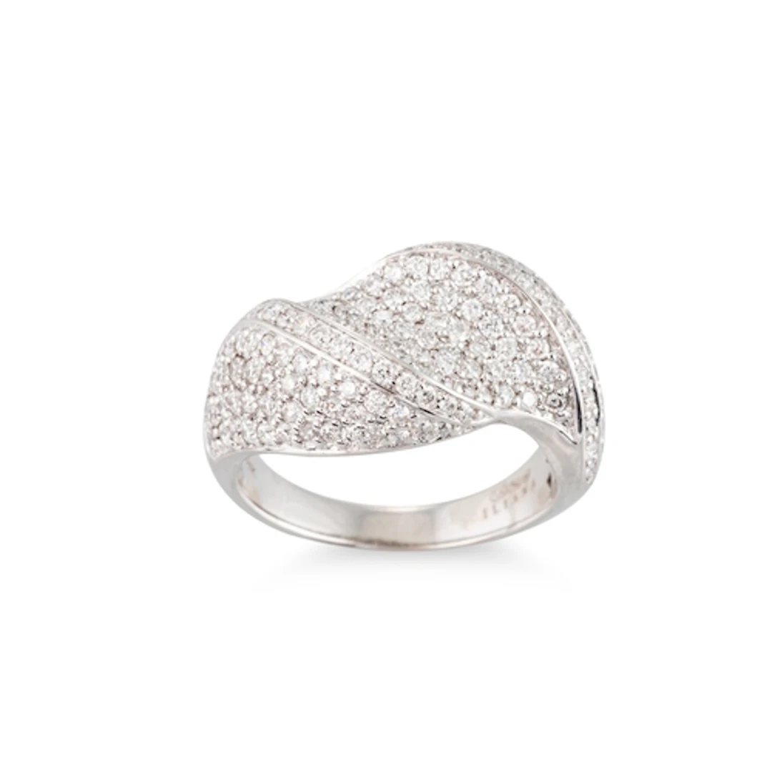 A DIAMOND PAVÉ SET RING, mounted in 18ct white gold, by Lian...