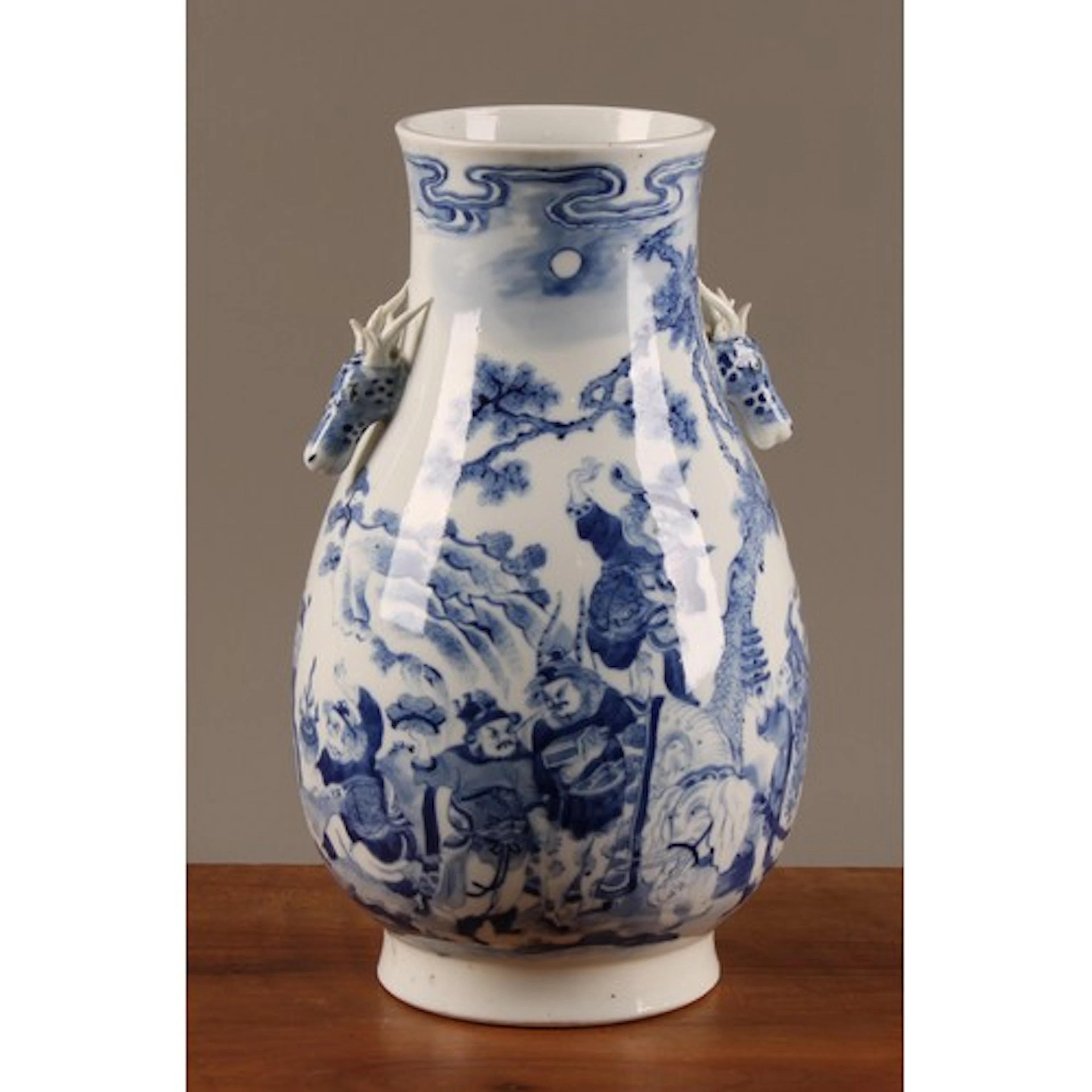 A 19th century Chinese baluster vase, painted in tones of un...