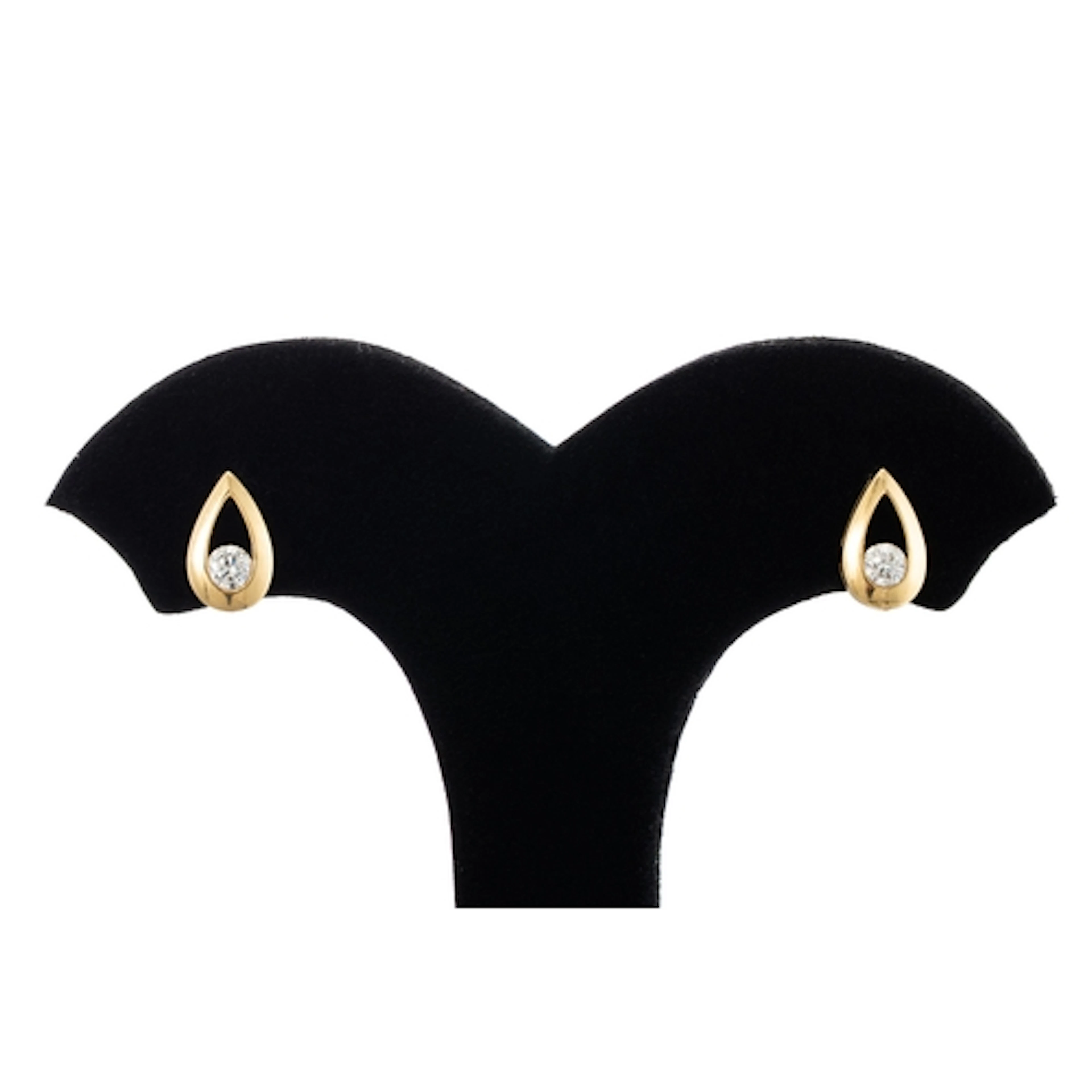 A PAIR OF DIAMOND EARRINGS, in an 18ct yellow gold surround....