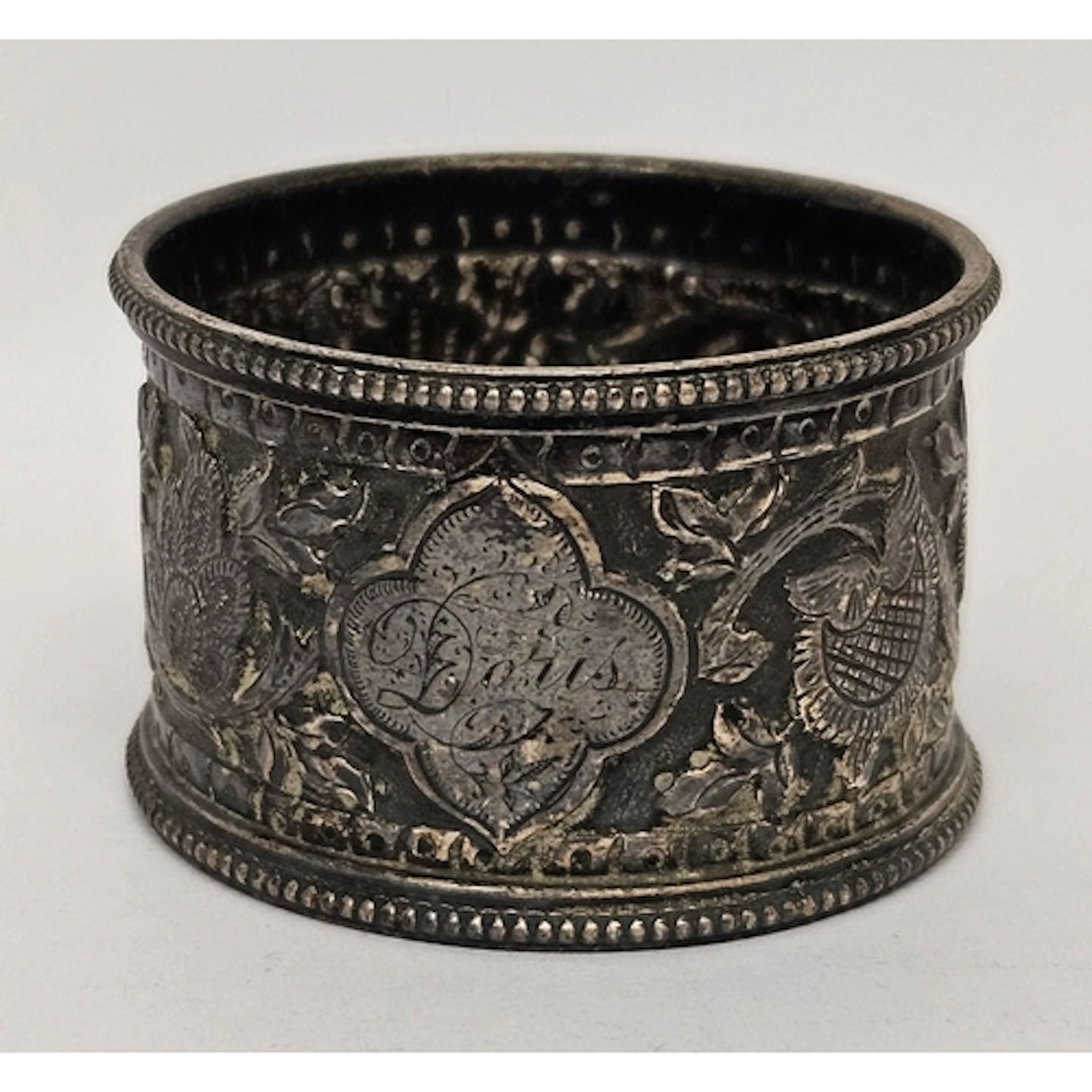 Antique Hallmarked Silver Napkin Ring, heavily decorated wit...