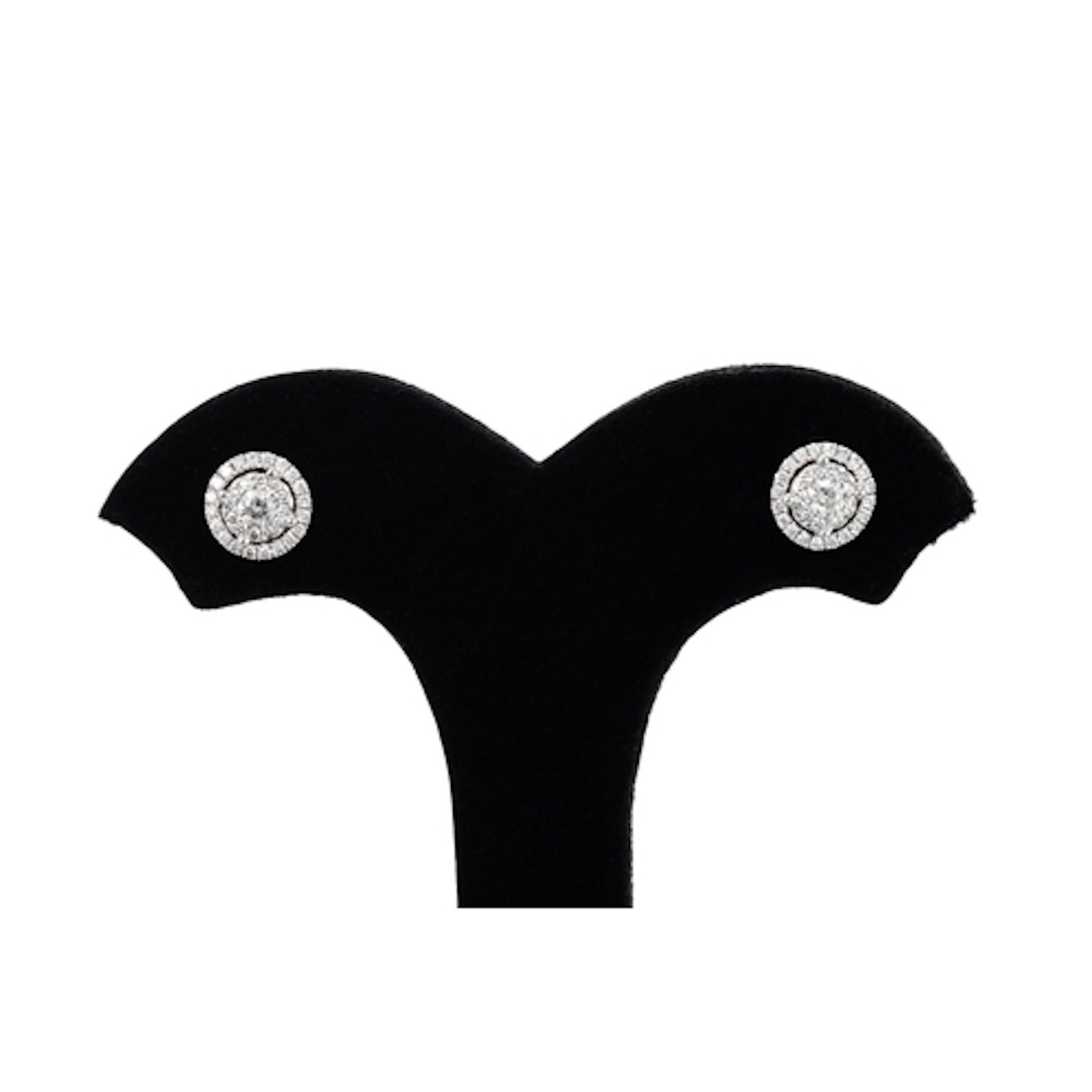 A PAIR OF DIAMOND CLUSTER STUD EARRINGS, the central round b...