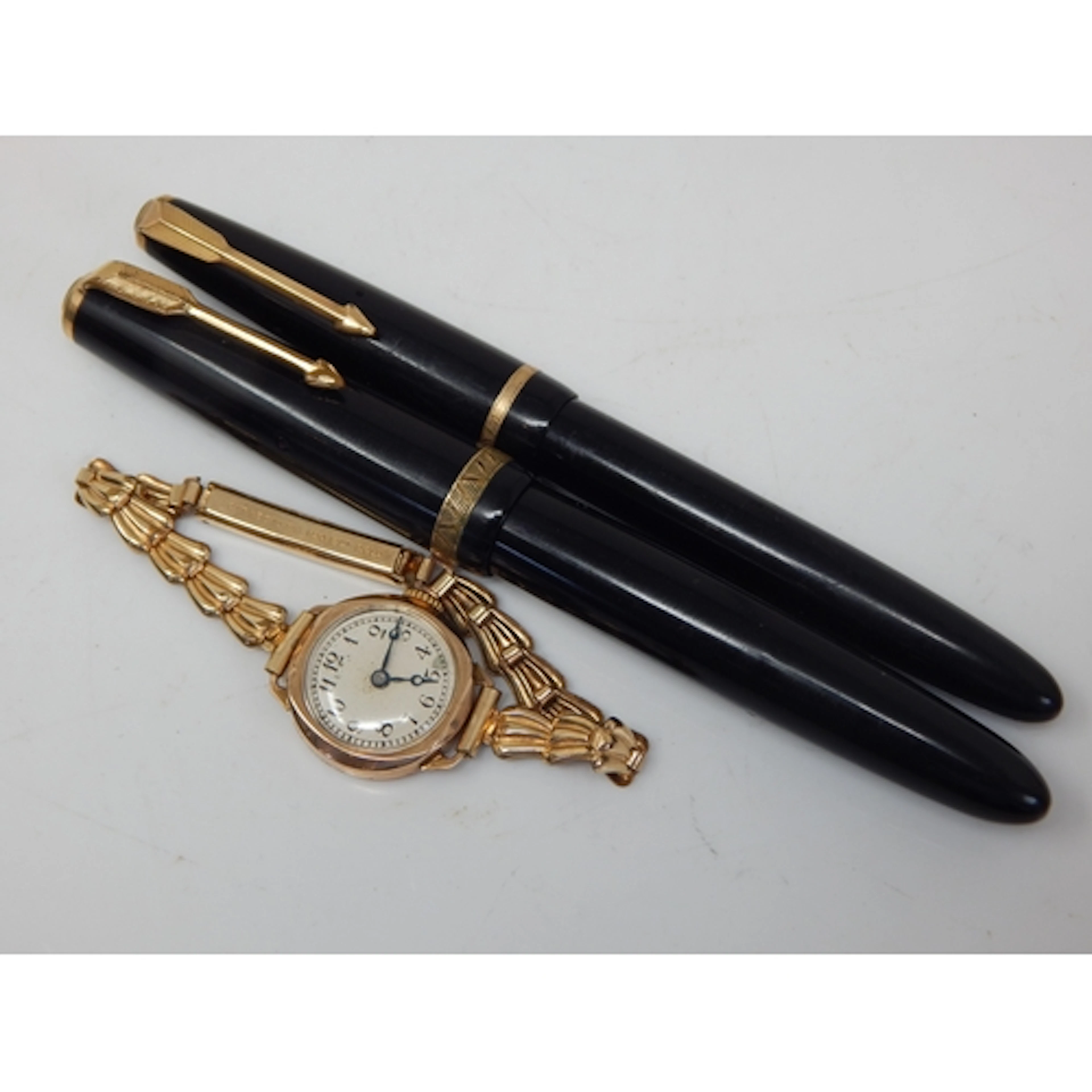 9ct Gold Ladies Wristwatch on Plated Strap together with Two...