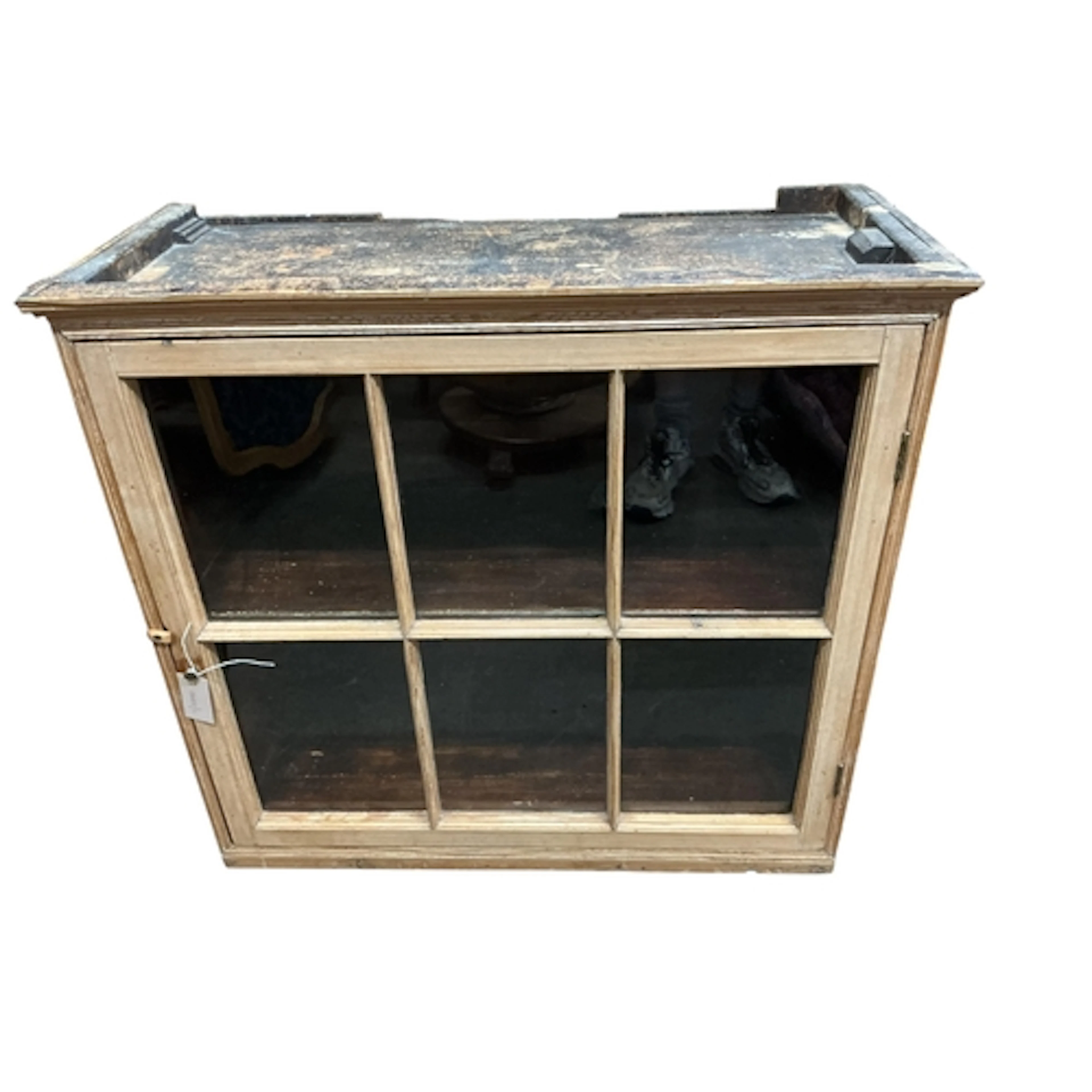 A 19th century glazed pine wall cabinet, width 80cm, depth 3...