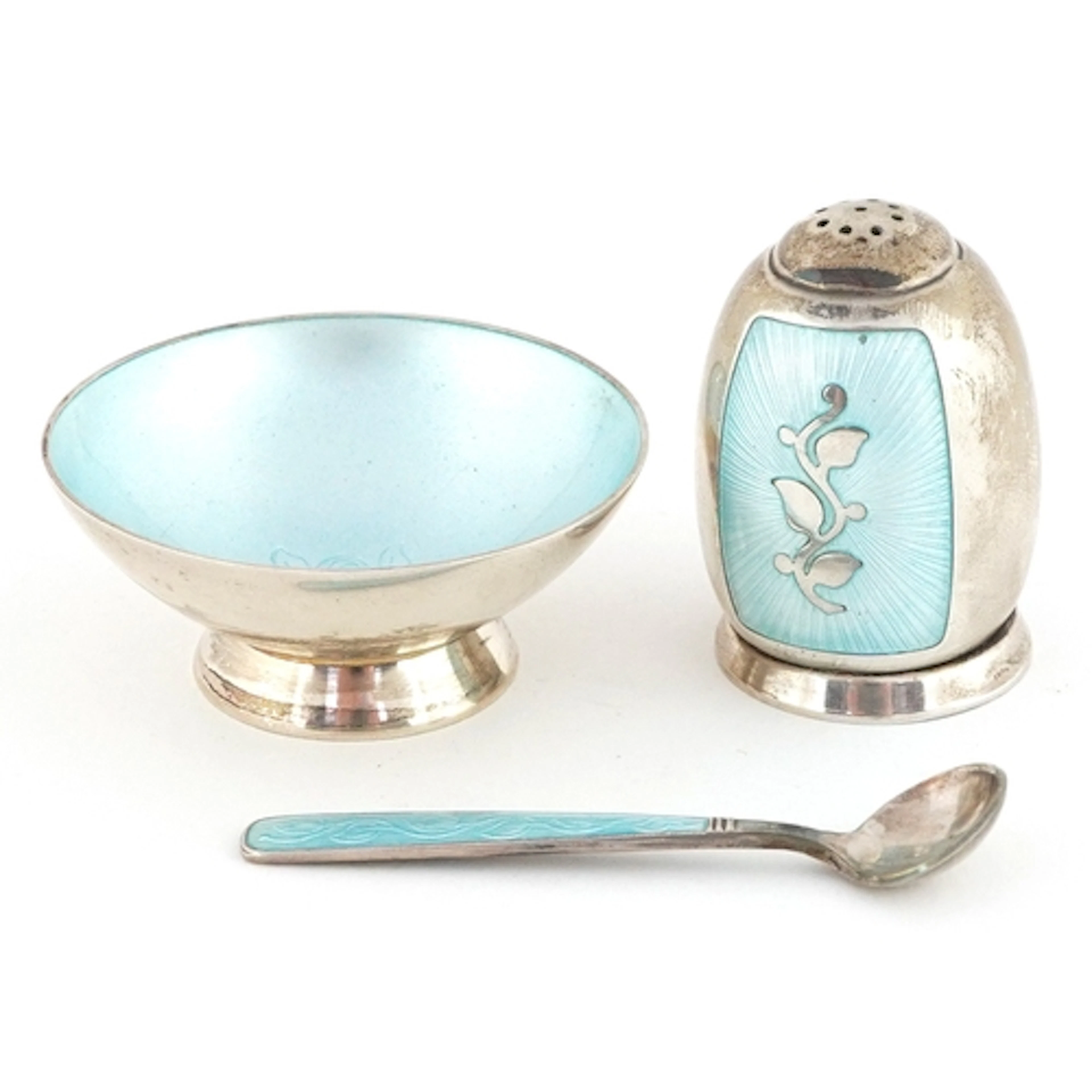 Volmer Bahner, Danish sterling silver and guilloche enamel c...
