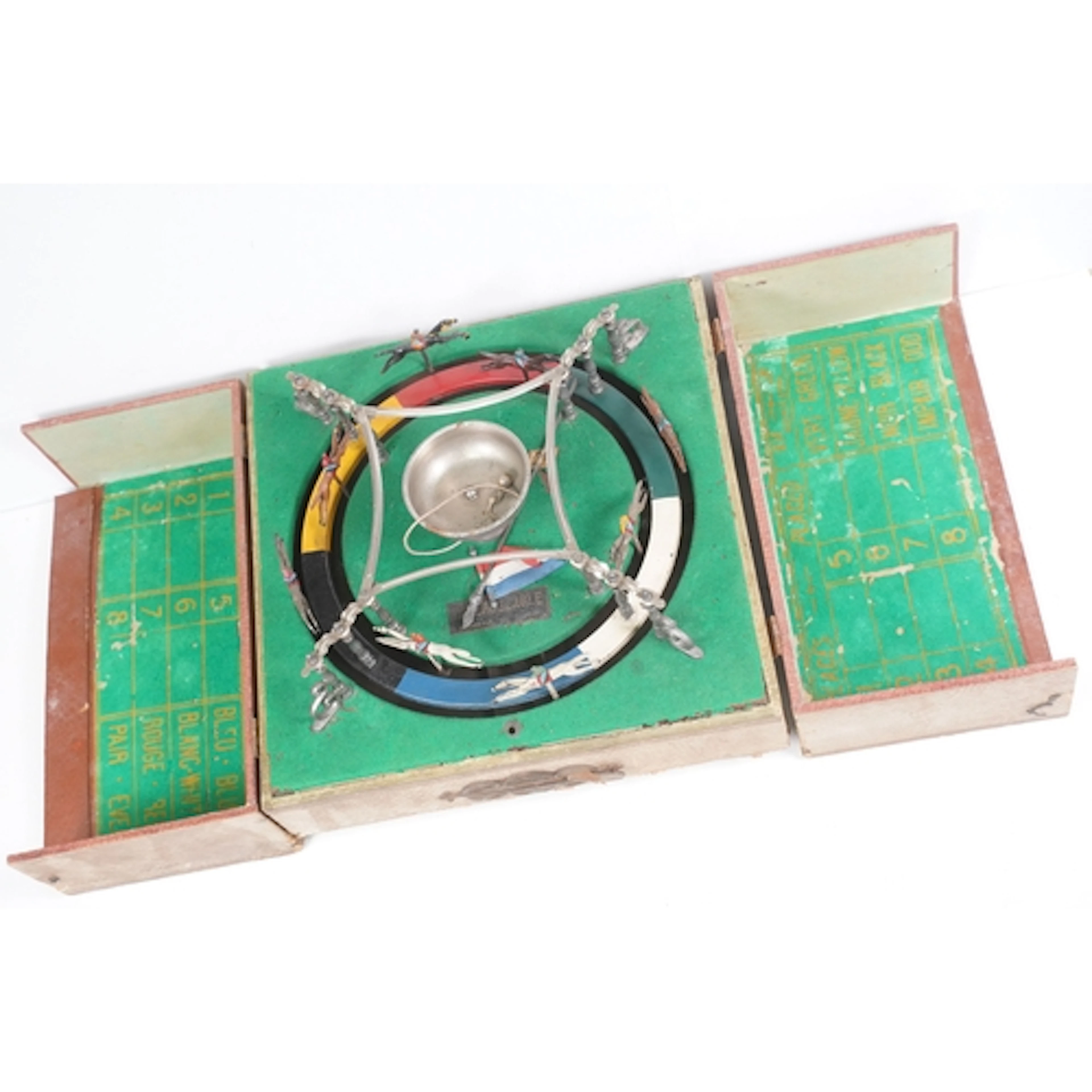 Cased early mid 20th C Regle du Jeu table top horse racing g...