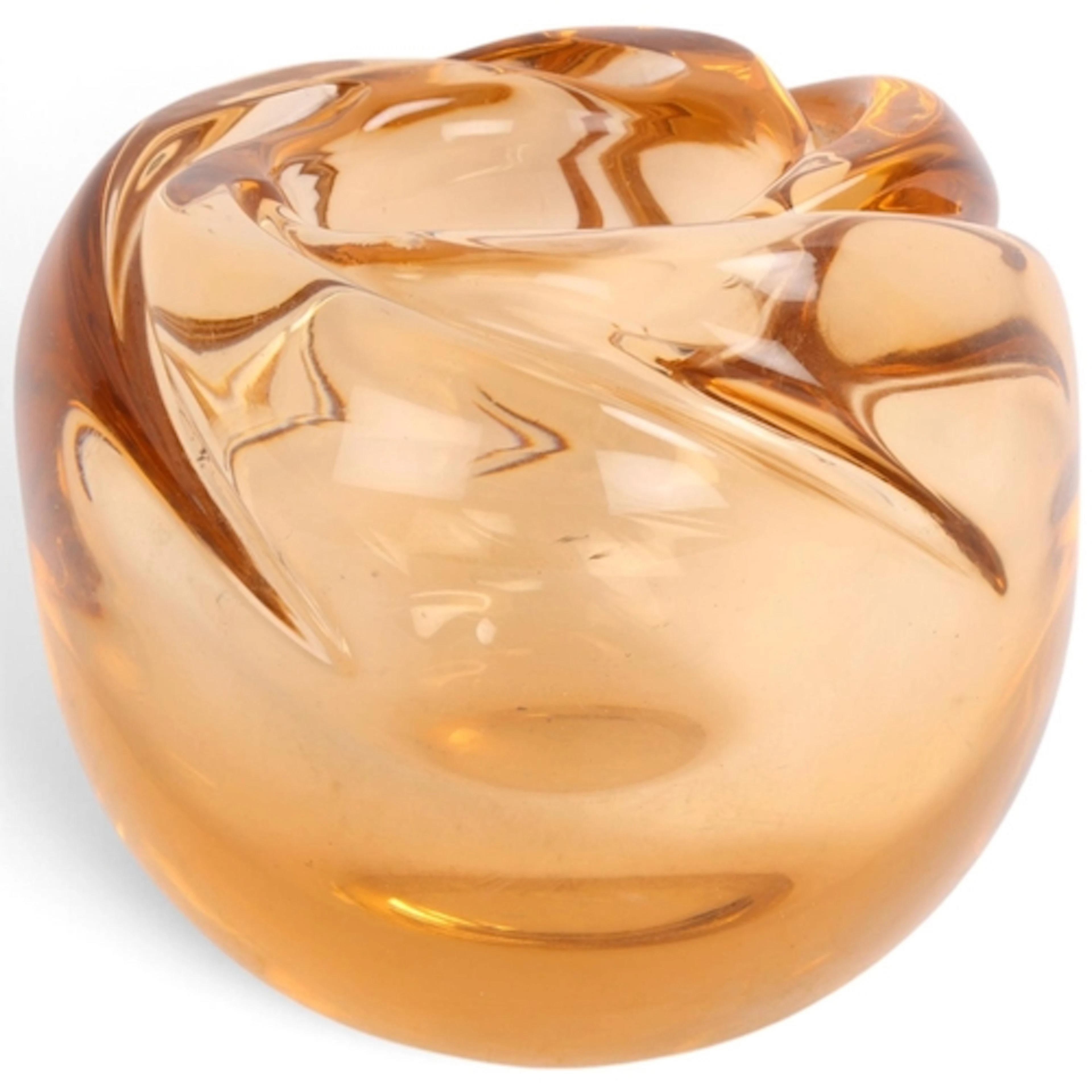 Daum, Nancy, France an orange glass globe vase with cut spir...