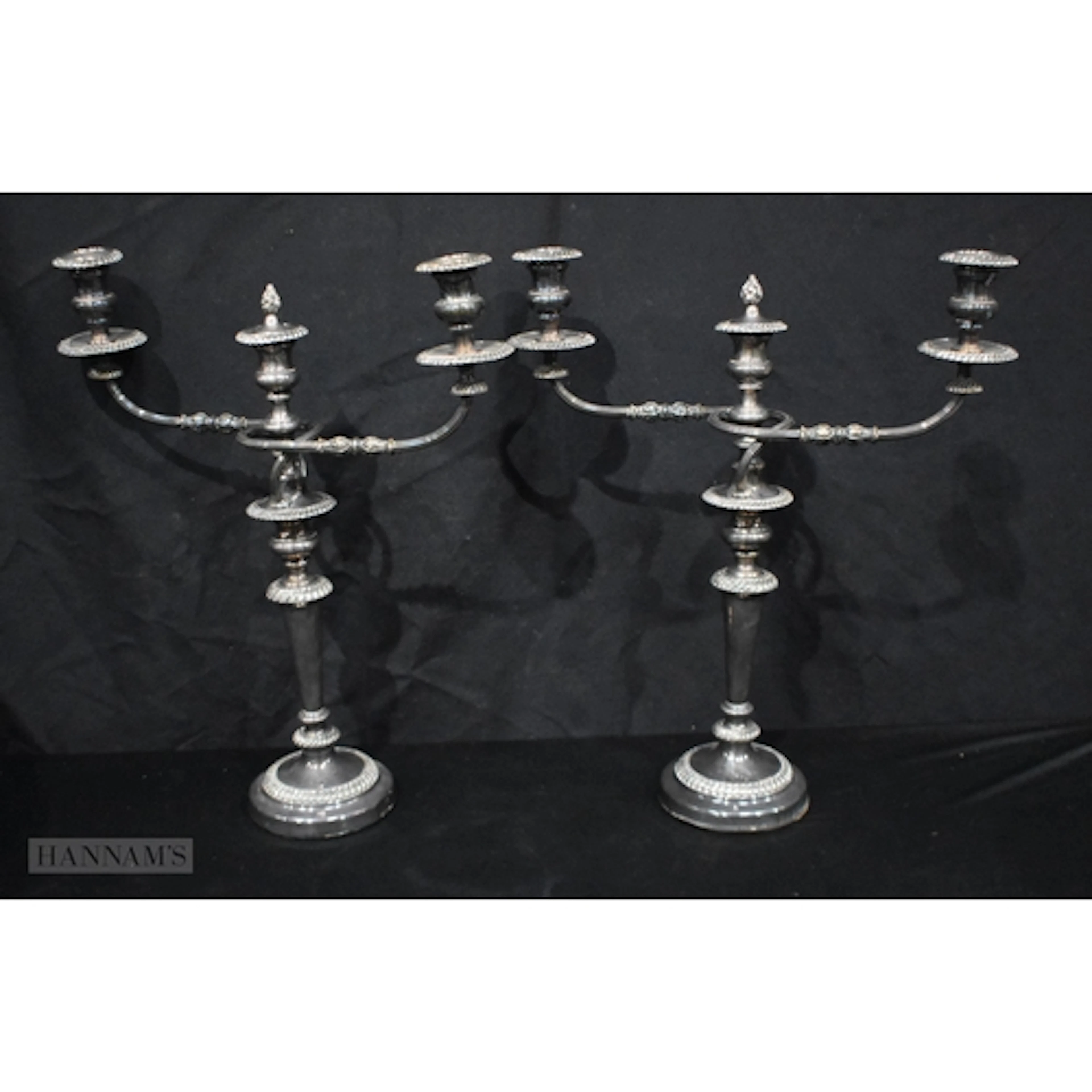 A large pair of silver plate candelabra 52 x 44cm (2)