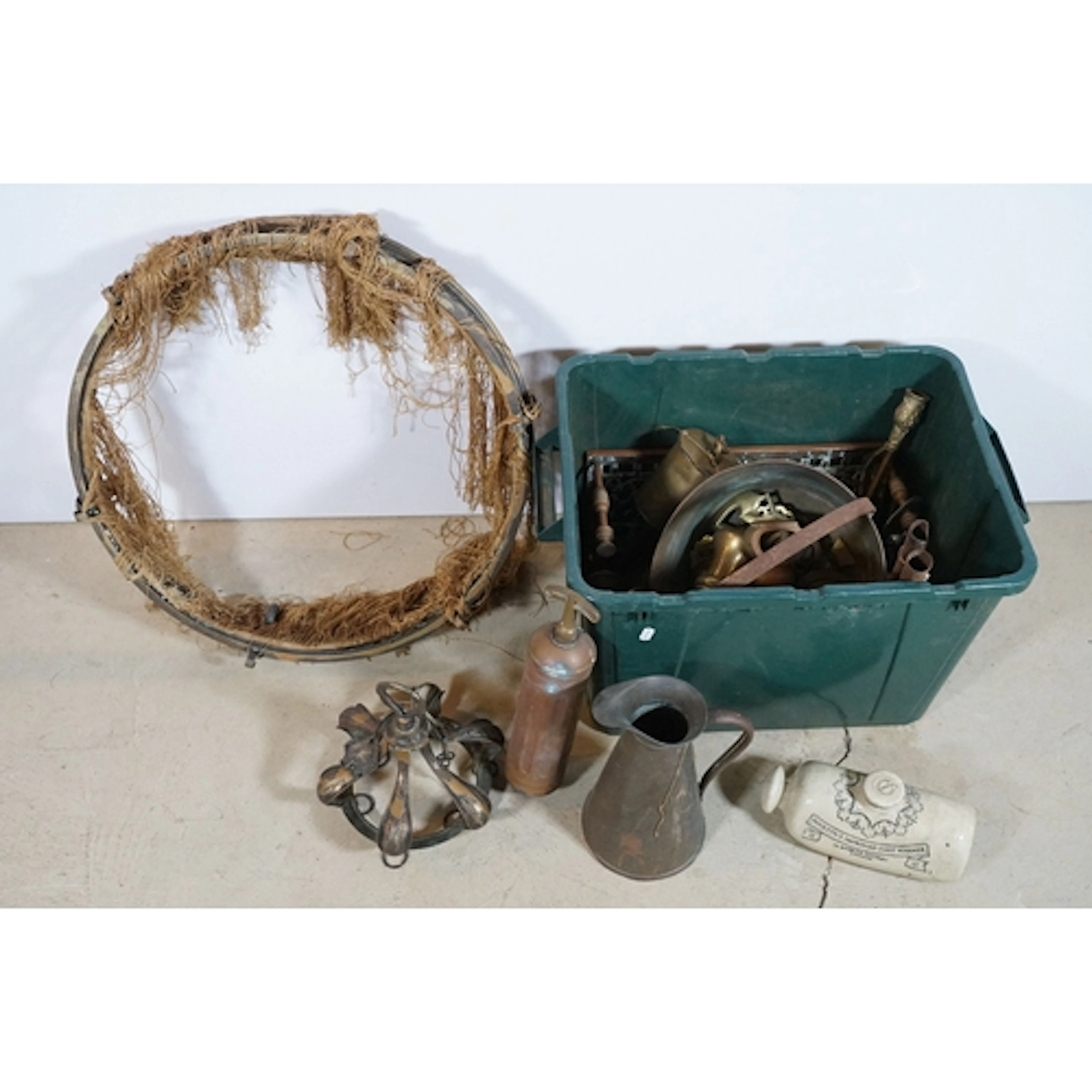 Mixed collectables to include Art Nouveau candlesticks, copp...