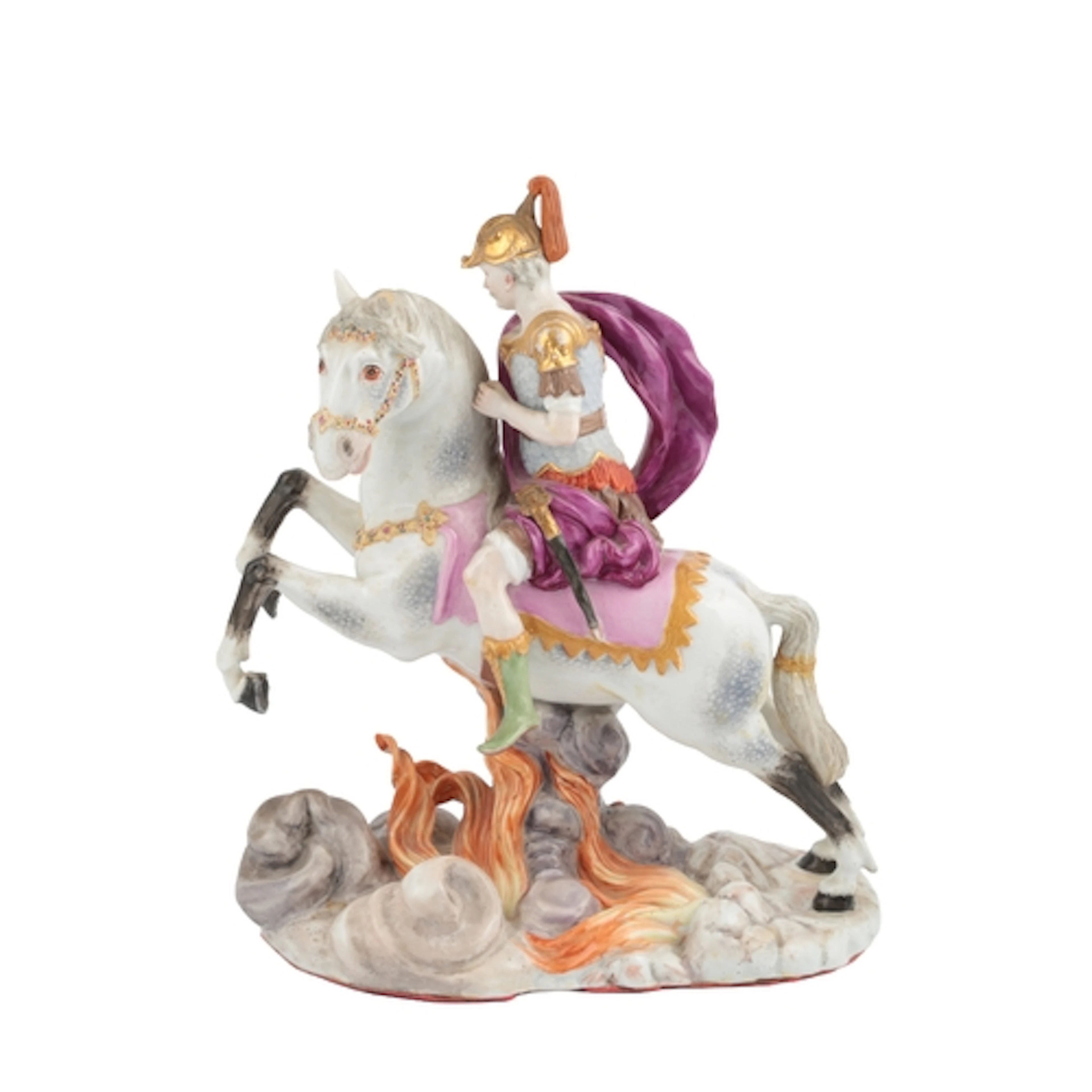 A Fürstenberg porcelain equestrian group of Marcus Curtius, ...