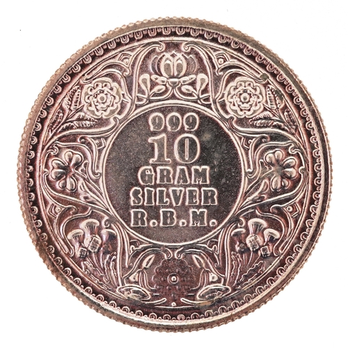 A .999 fine silver commemorative Victoria Empress coin, 32.5...