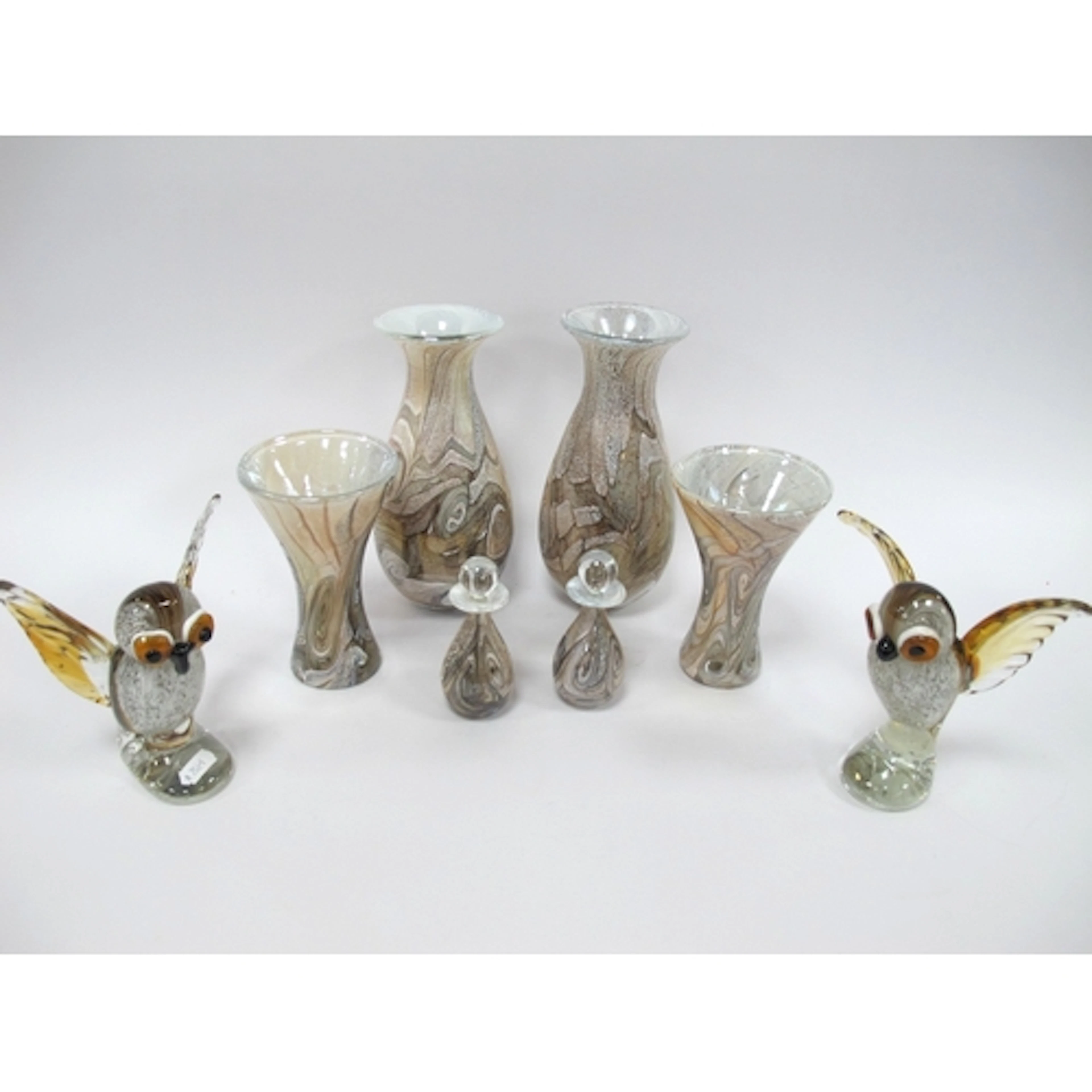 Maltese handcrafted sandy brown and white art glass pieces, ...