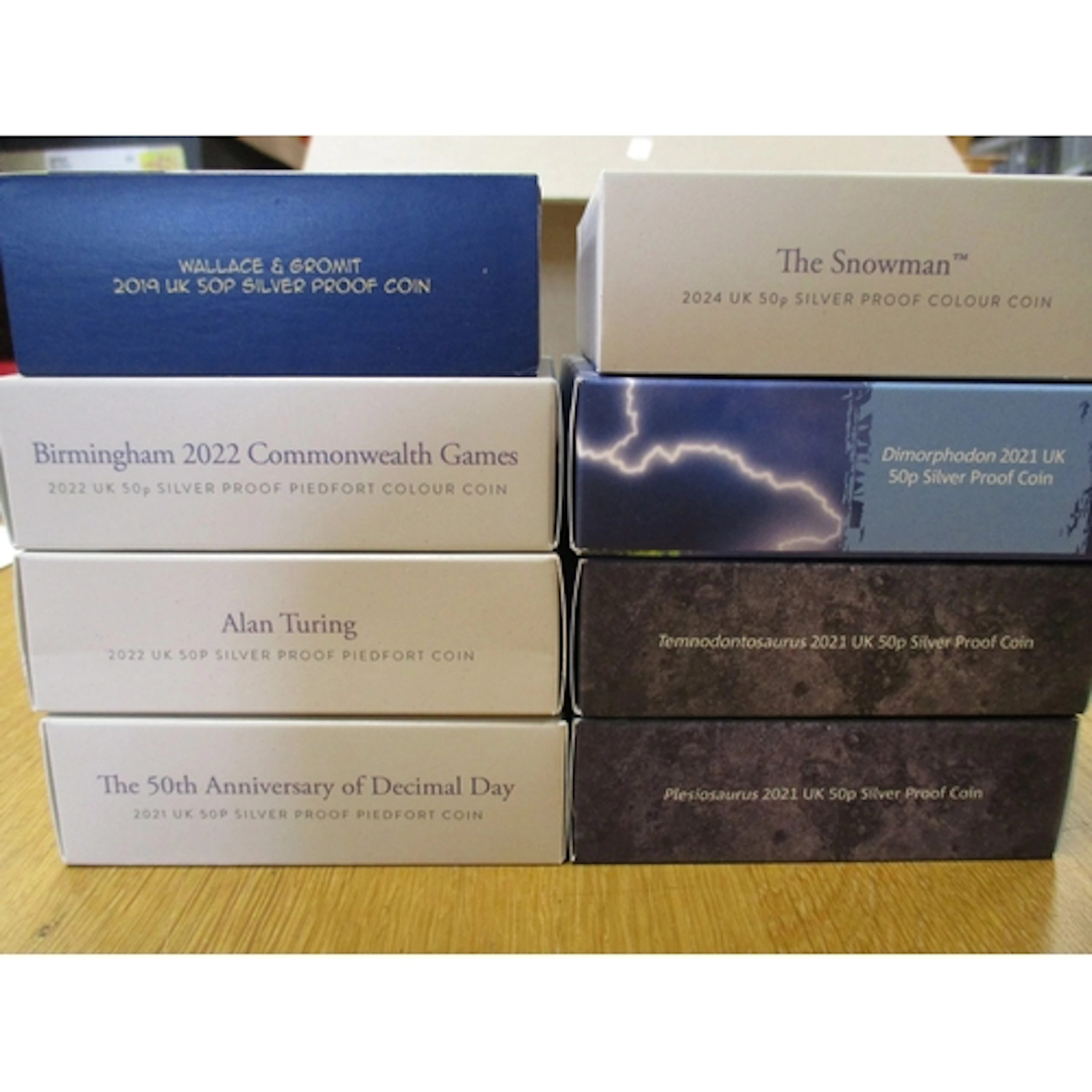 Collection of boxed 50p silver piedfort proofs with 2021 and...