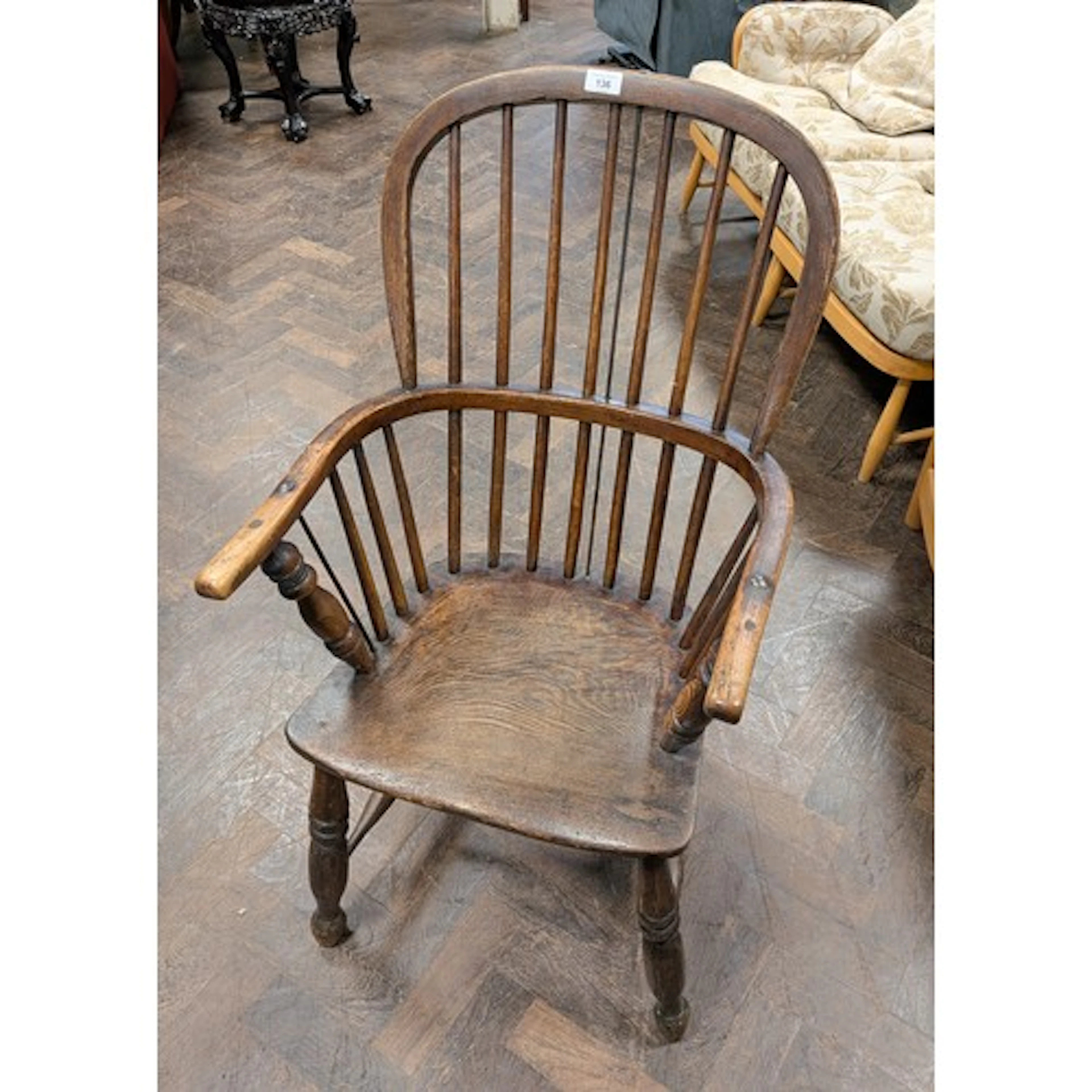 A elm Windsor back elbow chair