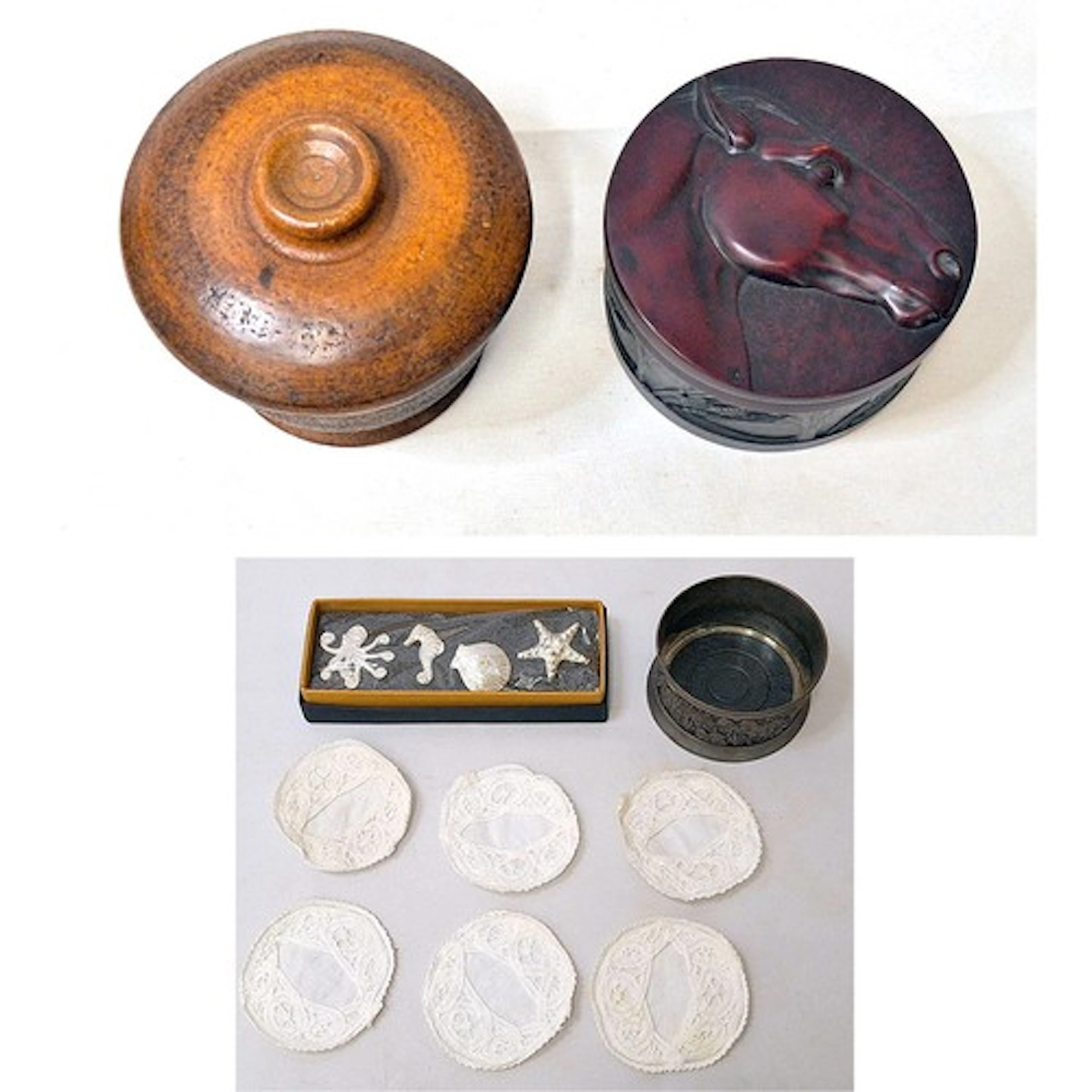 Vintage Boma Canada Resin Trinket Box with high relief horse...