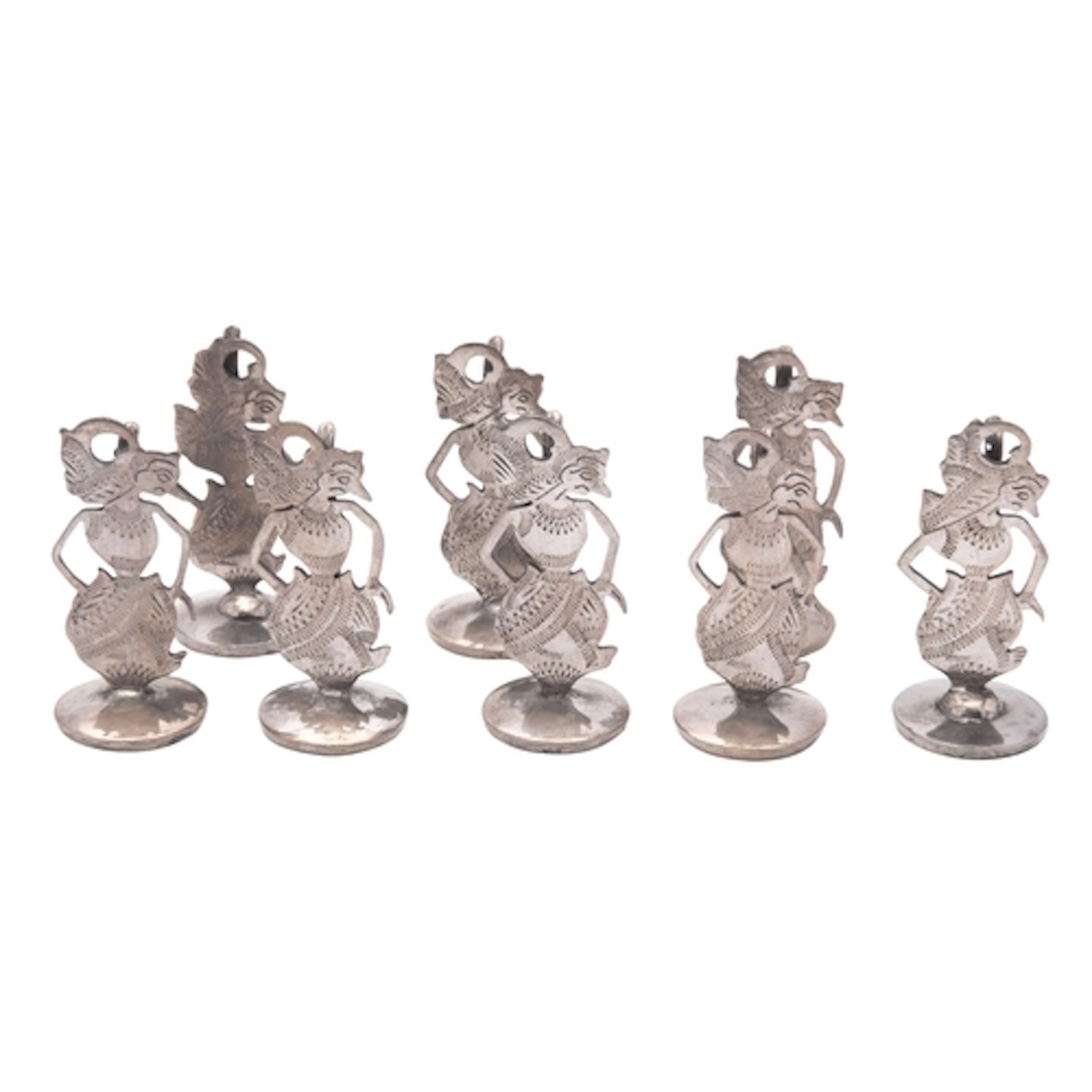 A set of eight 20th century Balinese menu card holders, in t...