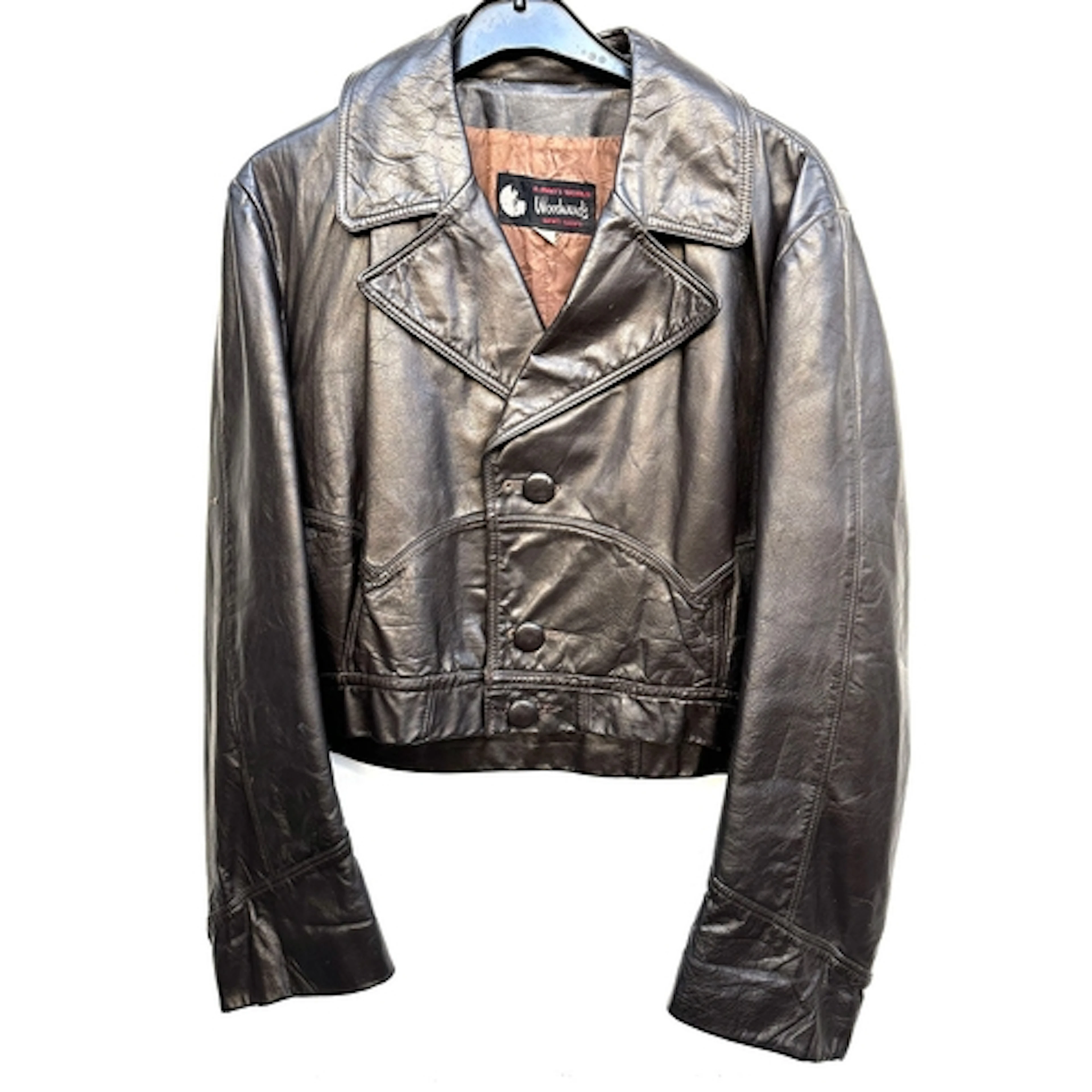 A vintage Woodward leather jacket, asymmetrical cut