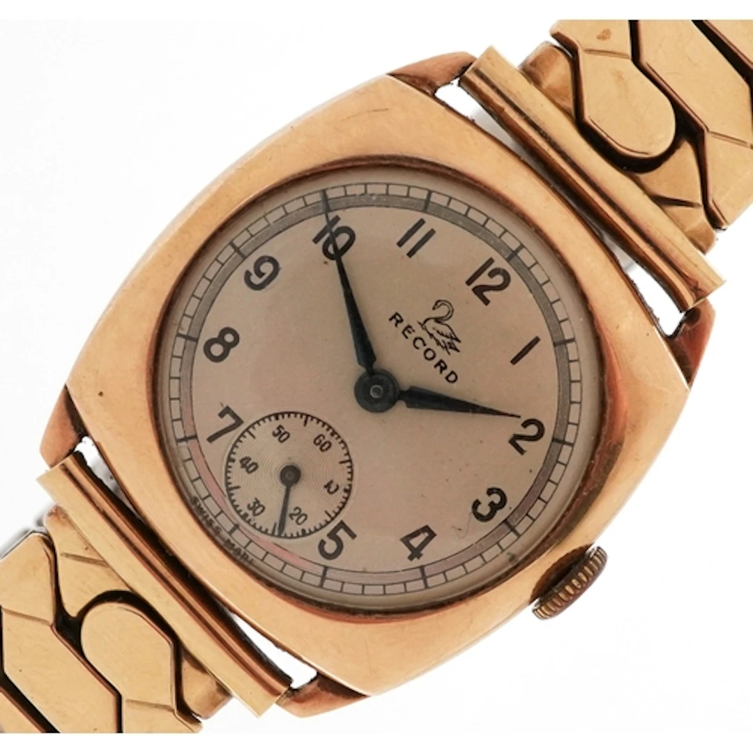 Record, gentleman's 9ct gold cased wristwatch with subsidiar...