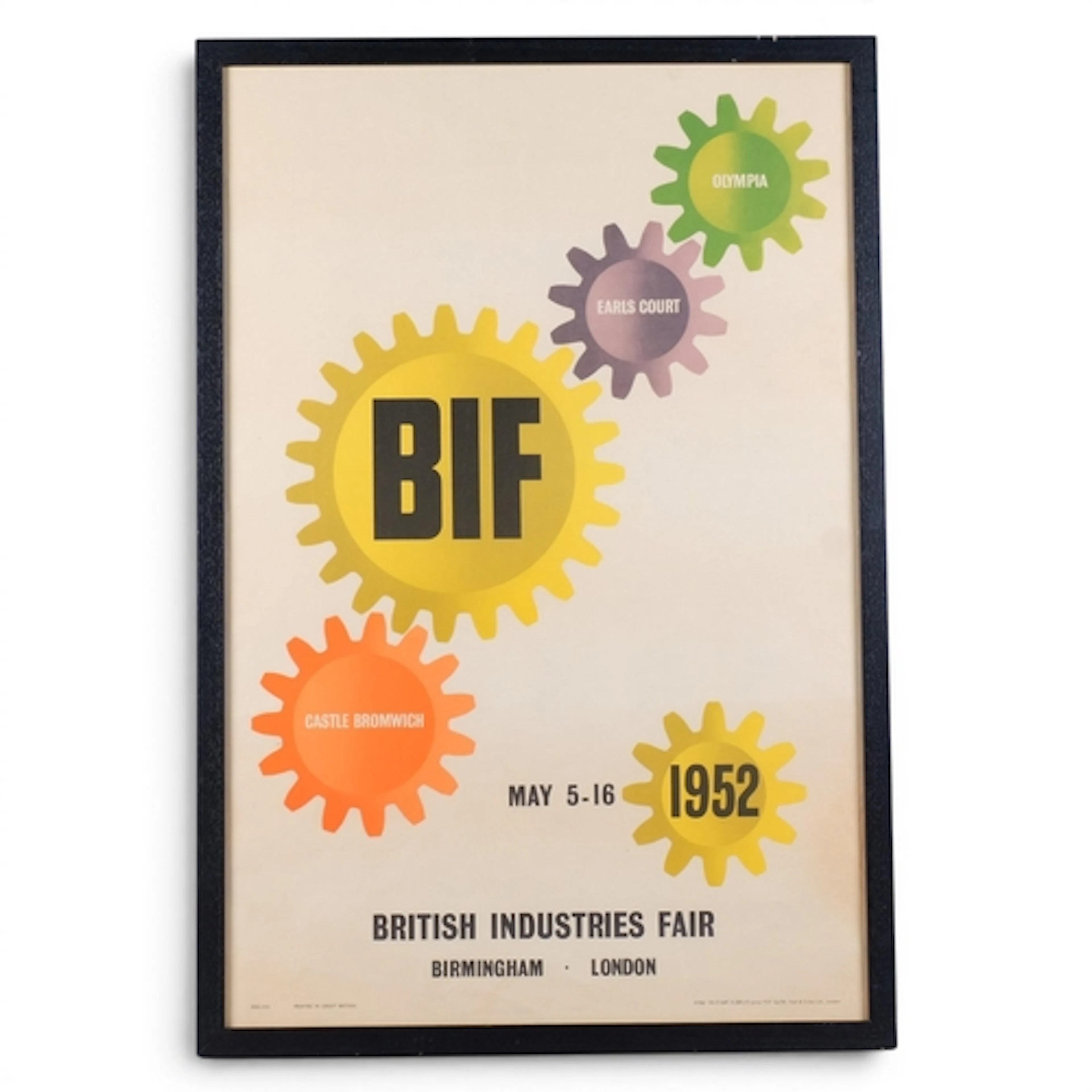 A 1952 British Industries Fair poster, printed by Foss & Cro...