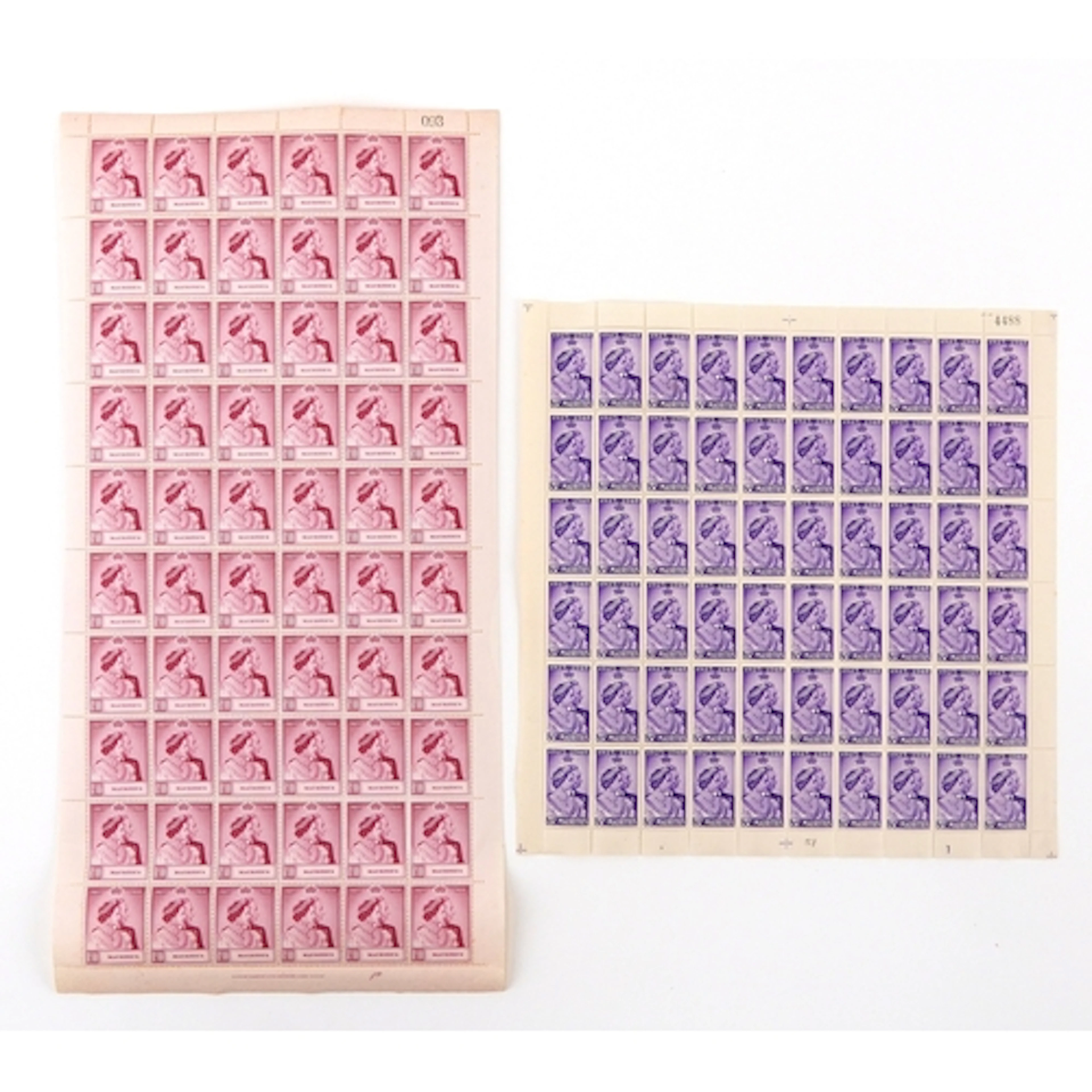 Complete sheet of 60 1948 Mauritius Royal Silver Wedding ten...
