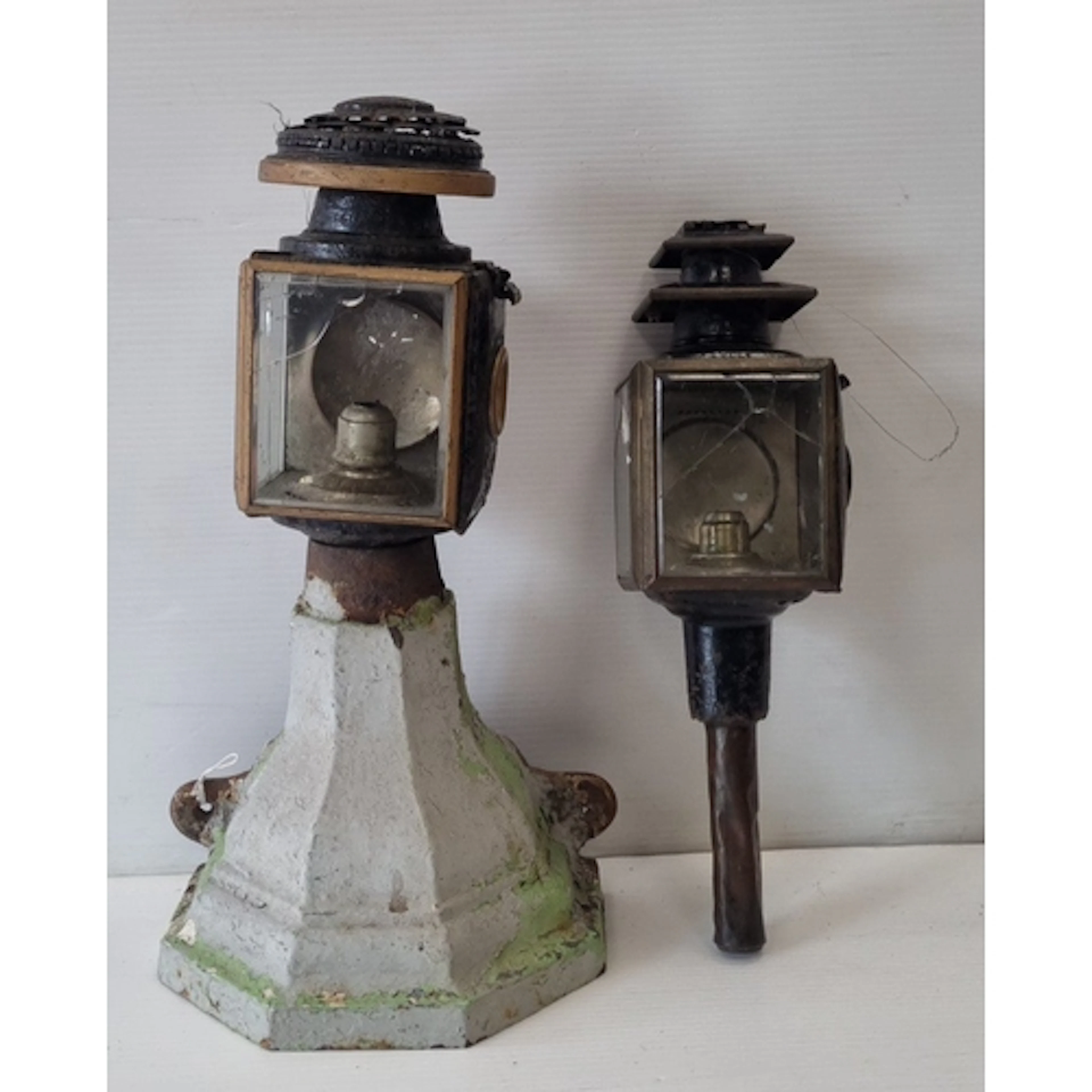 Pair of Early 20th Century Carriage/Coach Lamps (one mounted...